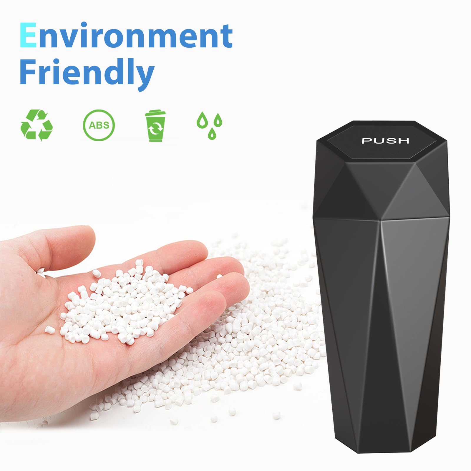 Sinsen Car Trash Can With Lid, Truck Garbage Bin And Interior Organizer Accessories Must Haves, Mini Diamond Trashcan For Road T