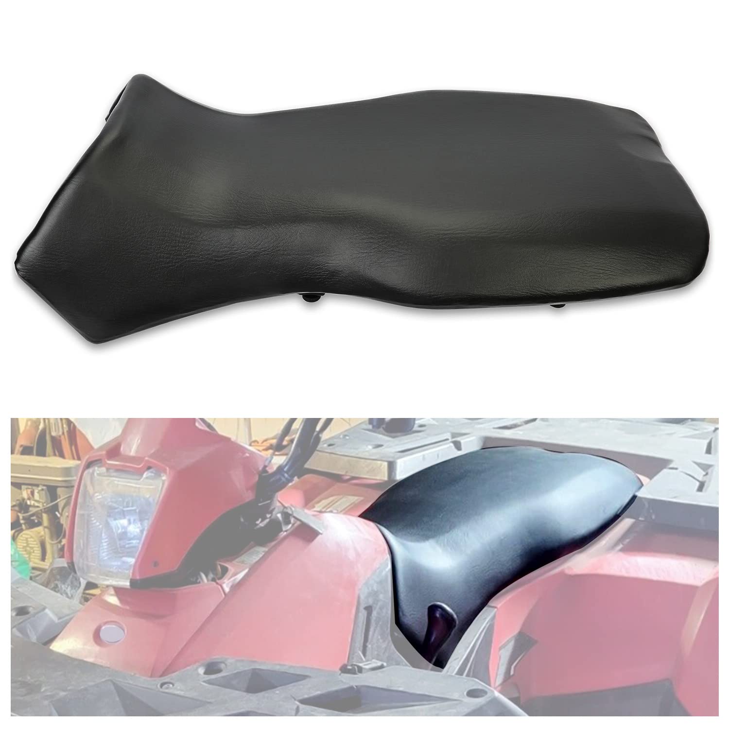 Hecasa Seat Replacement Compatible With 2005-2014 Polaris Sportsman 400/450/500/600/700/800 Hawkeye 400 Black Leather Seat Cover Replacement For 2683433-070 2684882-070