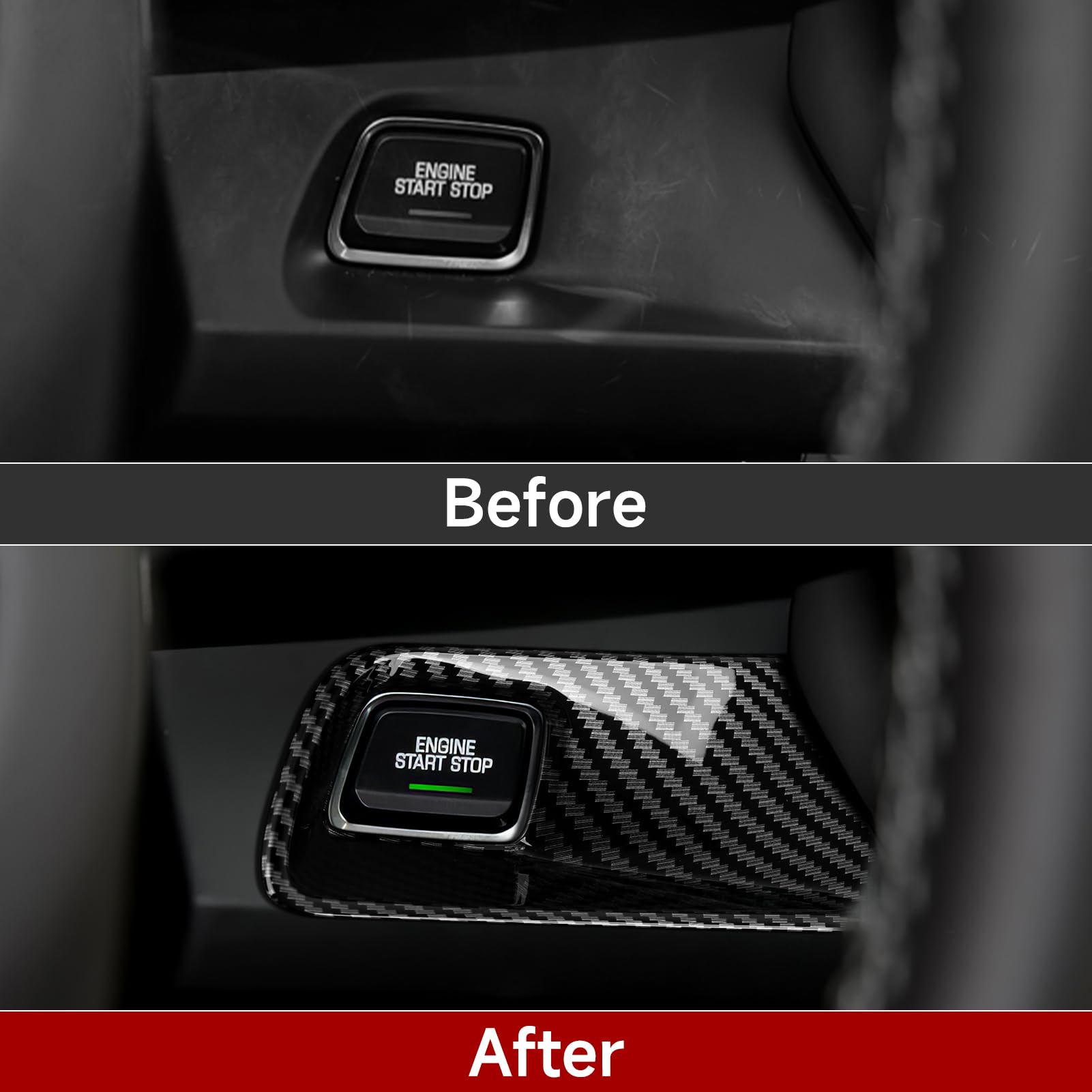 Car ABS Engine Start Stop Button Sticker Carbon Fiber Decal Interior Trim Cover for Chevrolet Camaro 2016 2017 2018 2019 2020 20