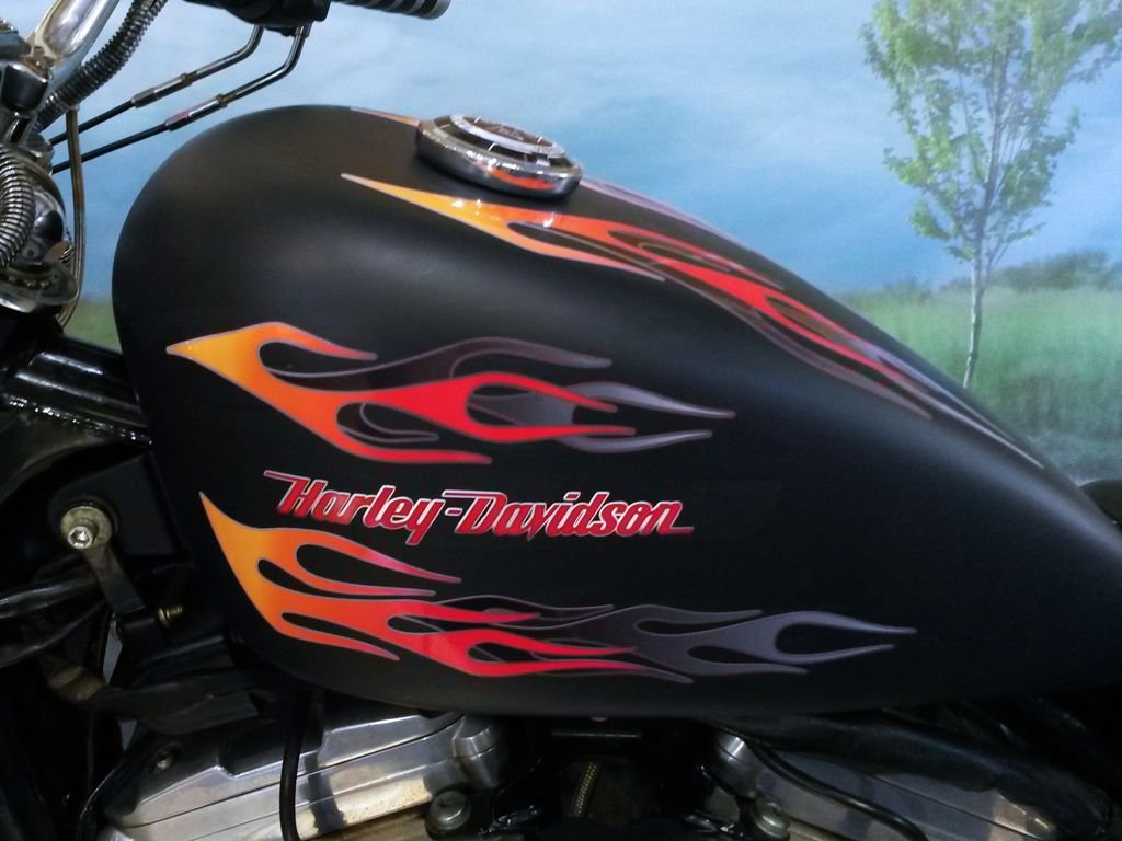 Flame Decals For Harley Davidson Sportster & All Motorcycles - No. 7 Layered Flames - Tangerine/Cherry Red/Smoke - 7Pc. Set
