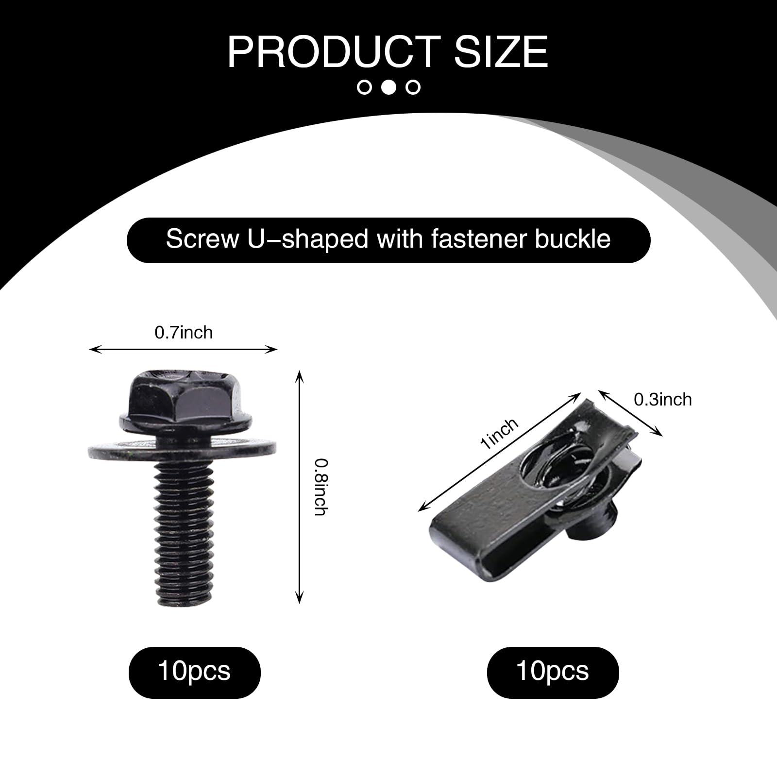 UGSHY 20 PCS Automotive Body Bolt and U-nut Clamp Kit, Hood Guard Spiral, Bumper Fender Liner Push Pull Metal Rust-Resistant U R