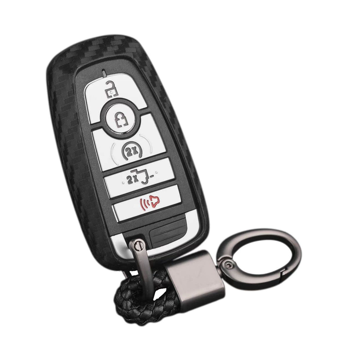 M.Jvisun Soft Silicone Rubber Carbon Fiber Texture Case Key Fob Cover For Ford Bronco Escape Expedition Explorer F150 F250 F350 