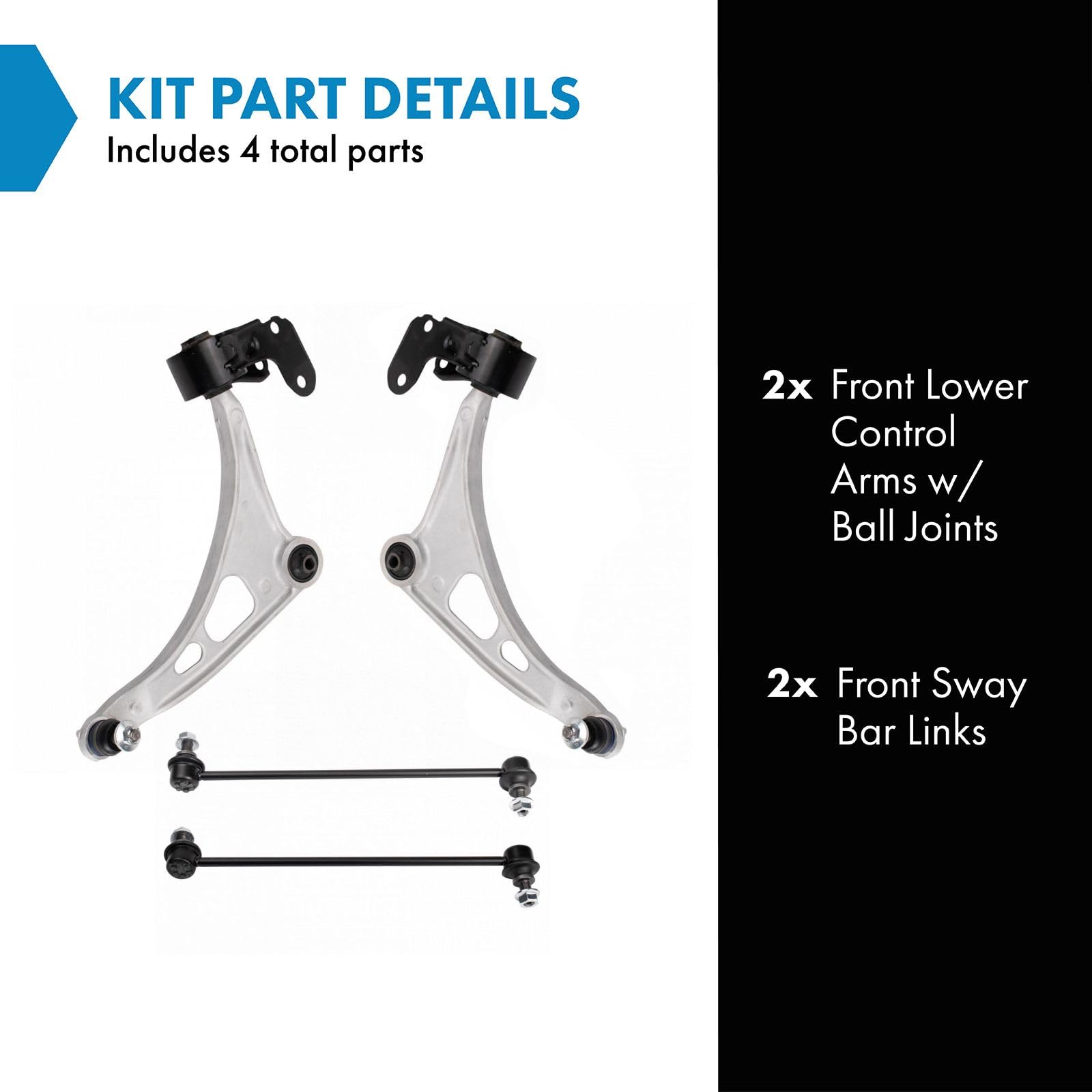 Trq Front Suspension Kit Control Arm With Ball Joint Sway Bar Stabilizer Link Compatible With 2014-2020 Acura Mdx
