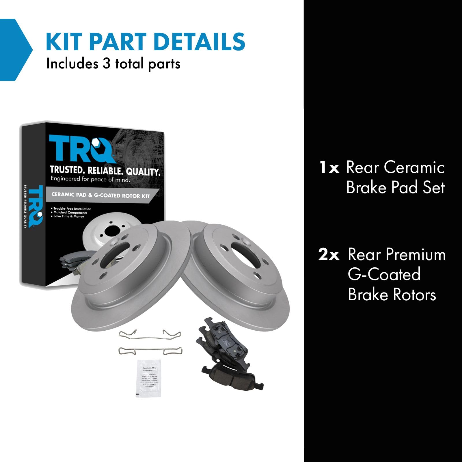 Trq Rear Brake Pad & Rotor Kit Brake Pads Brake Rotor Ceramic Premium G-Coated Compatible With 2007-2008 Mini Cooper