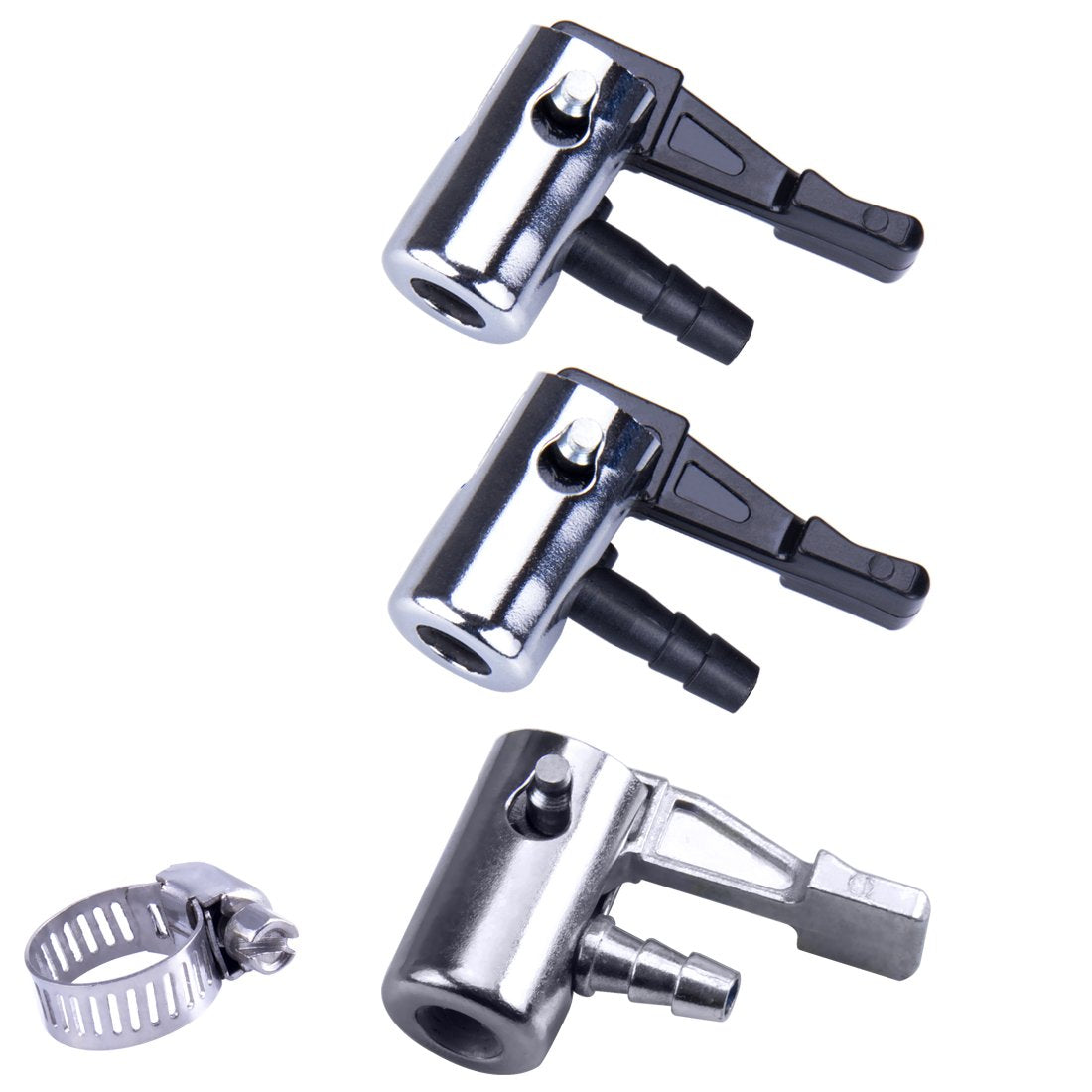 1/4''Lock On Air Chuck,Mini Air Compressor Portable Tire Inflator Tire Chuck Hose End With Barb Connector For Hose Repair-3Pack