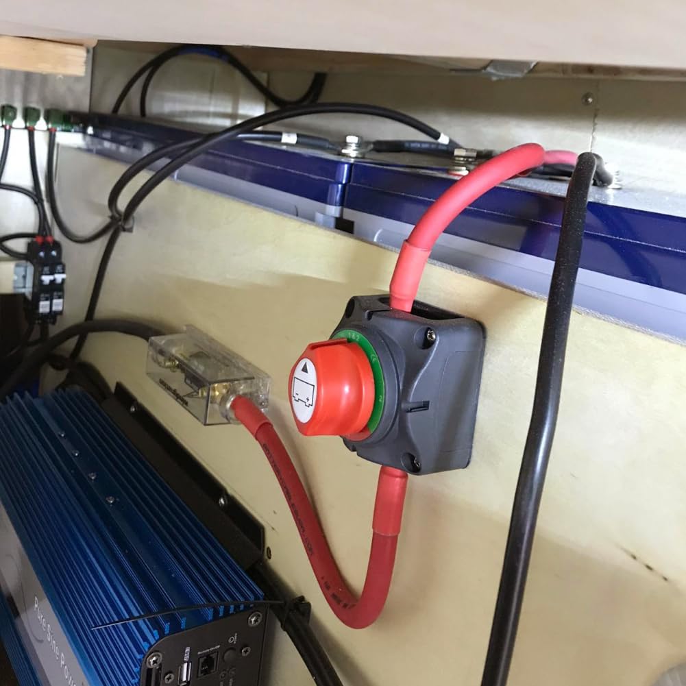 Ampper High Current Battery Switch, 12-48 V Battery Master Cut Disconnect Switch Isolator With Lugs For Marine Boat, Ship, Yacht