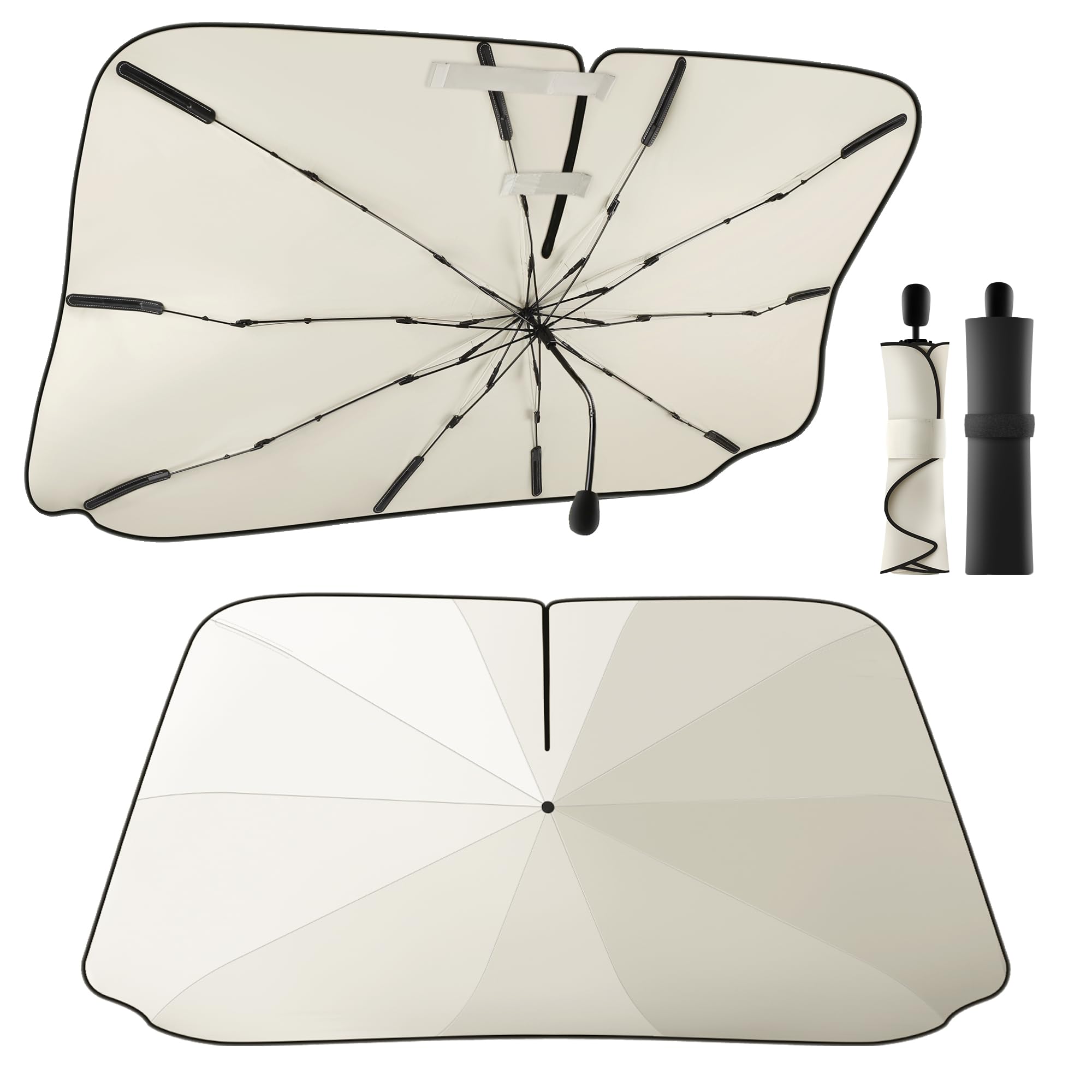 2025 Car Windshield Sun Shade Umbrella, 57''*33'', Foldable Sun Shade for Car Windshield Umbrella, UPF 50+ and Heat Protection, 
