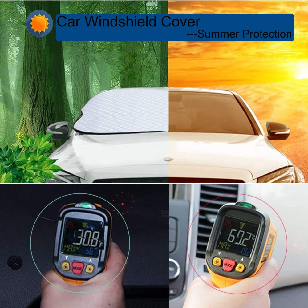 Beicarin Car Windshield Cover, Heavy Duty Ultra Thick Protective Windscreen Cover - Snow Ice Frost Sun Uv Dust Water Resistent - Pefect Fit For Cars Suvs All Years Summer/Winter