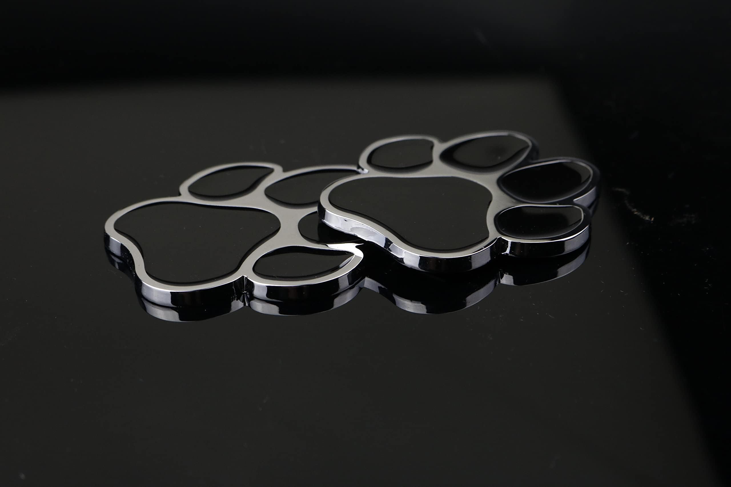 Paw Print Car Decal, 3D Chrome Dog Paw Footprint Metal Sticker for Auto, Motorcycle