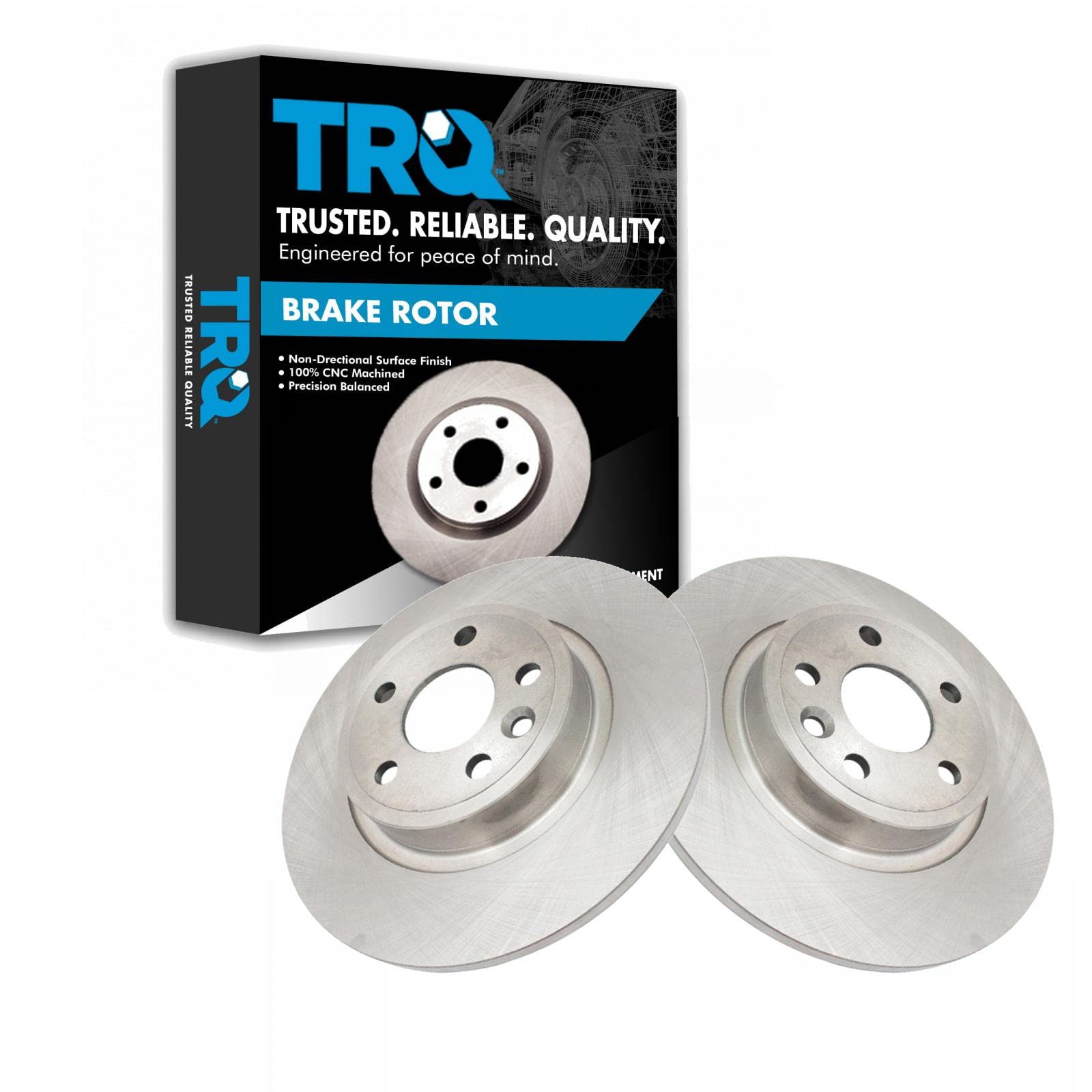 Trq Driver & Passenger Side Brake Rotors Set Solid Compatible With 2018-2020 Jaguar E-Pace 2015-2019 Land Rover Discovery Sport
