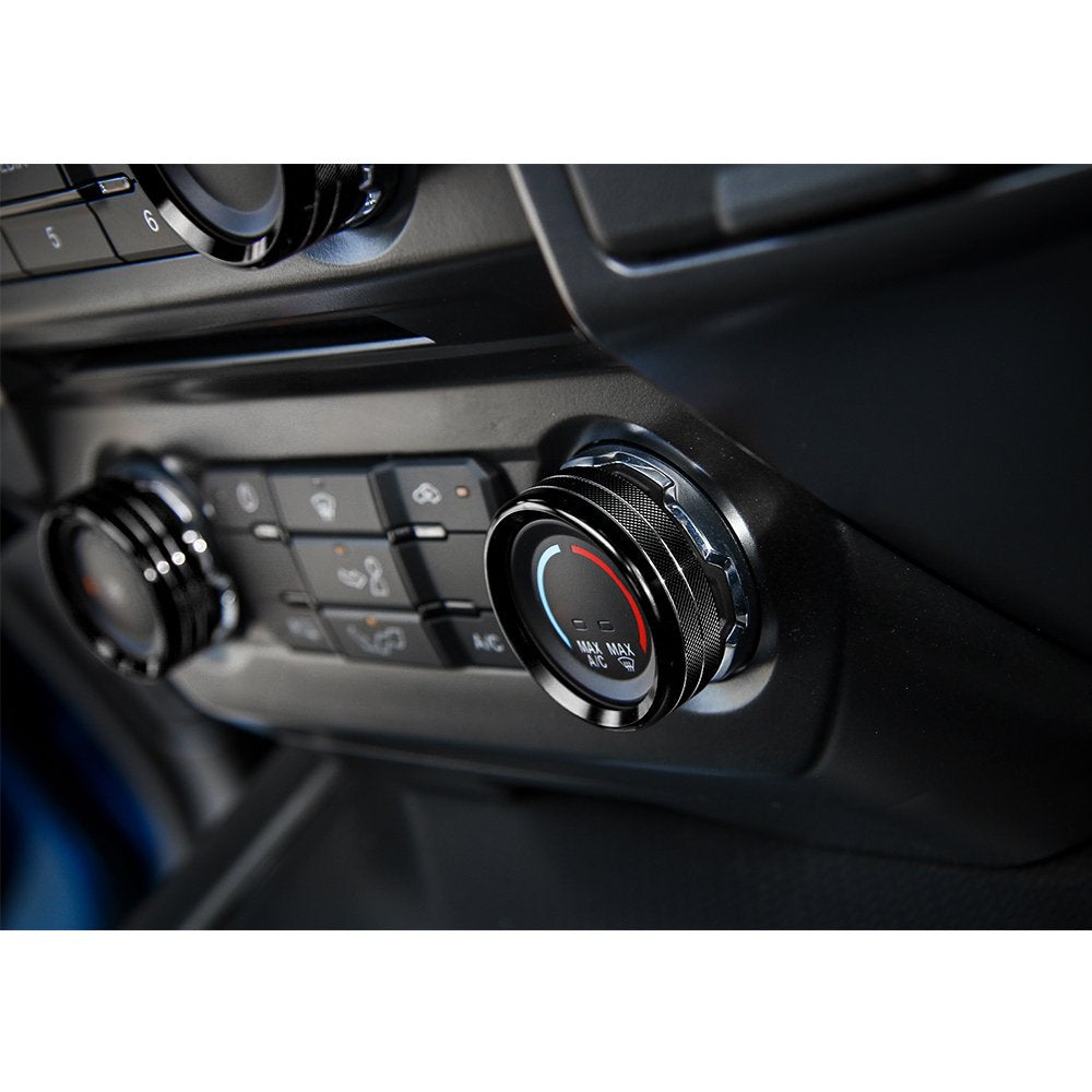 for F150 Air Conditioner Switch & Trailer & 4WD & VOL Knob Button Trim for Ford F150 XLT 2016 2017 2018 2019, Black Aluminum, 6p