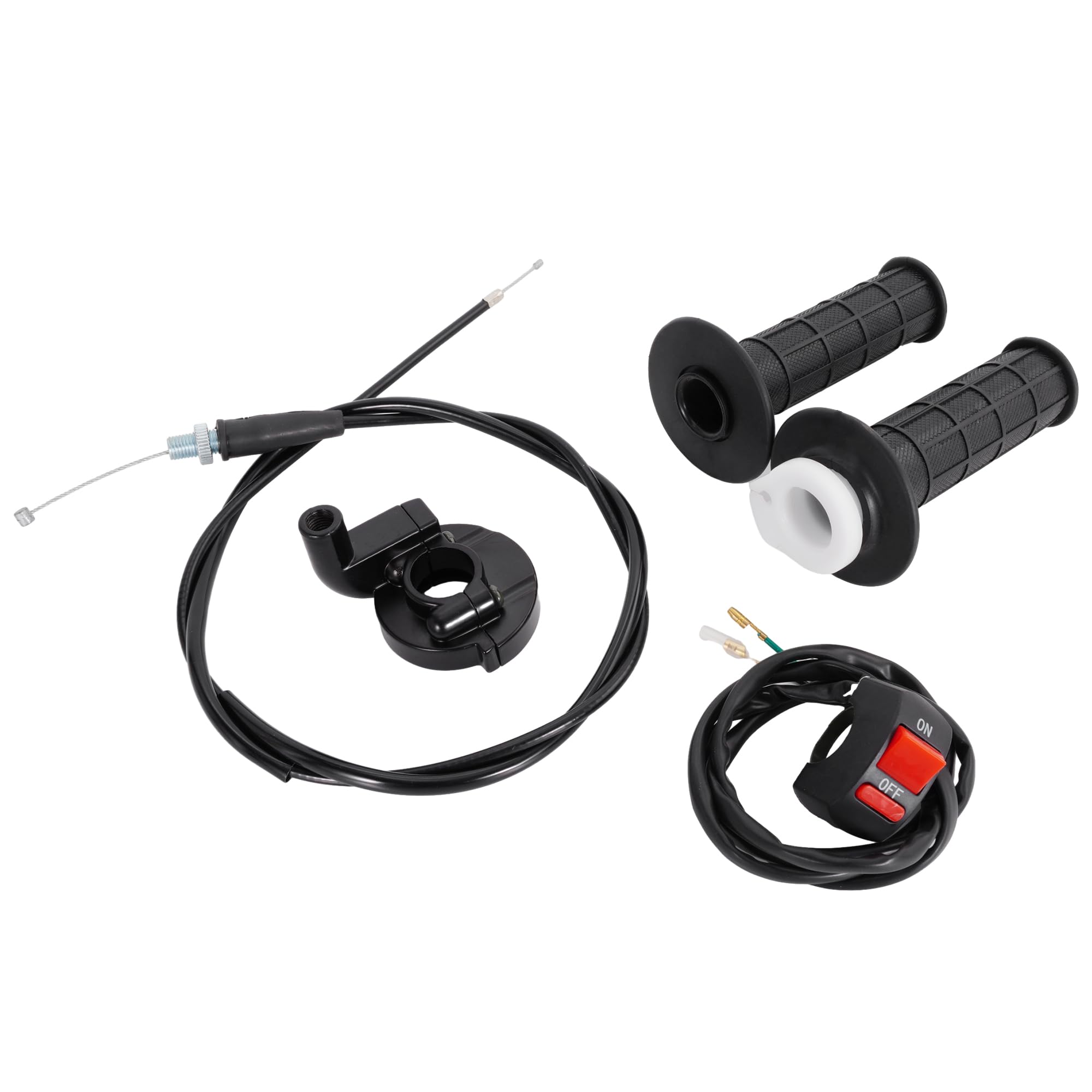 RUTU 7/8'' 22mm Twist Throttle Accelerator Handle Grips with 51 Inches Cable Throttle Clamp On Off Switch for 50cc 90cc 110cc 12