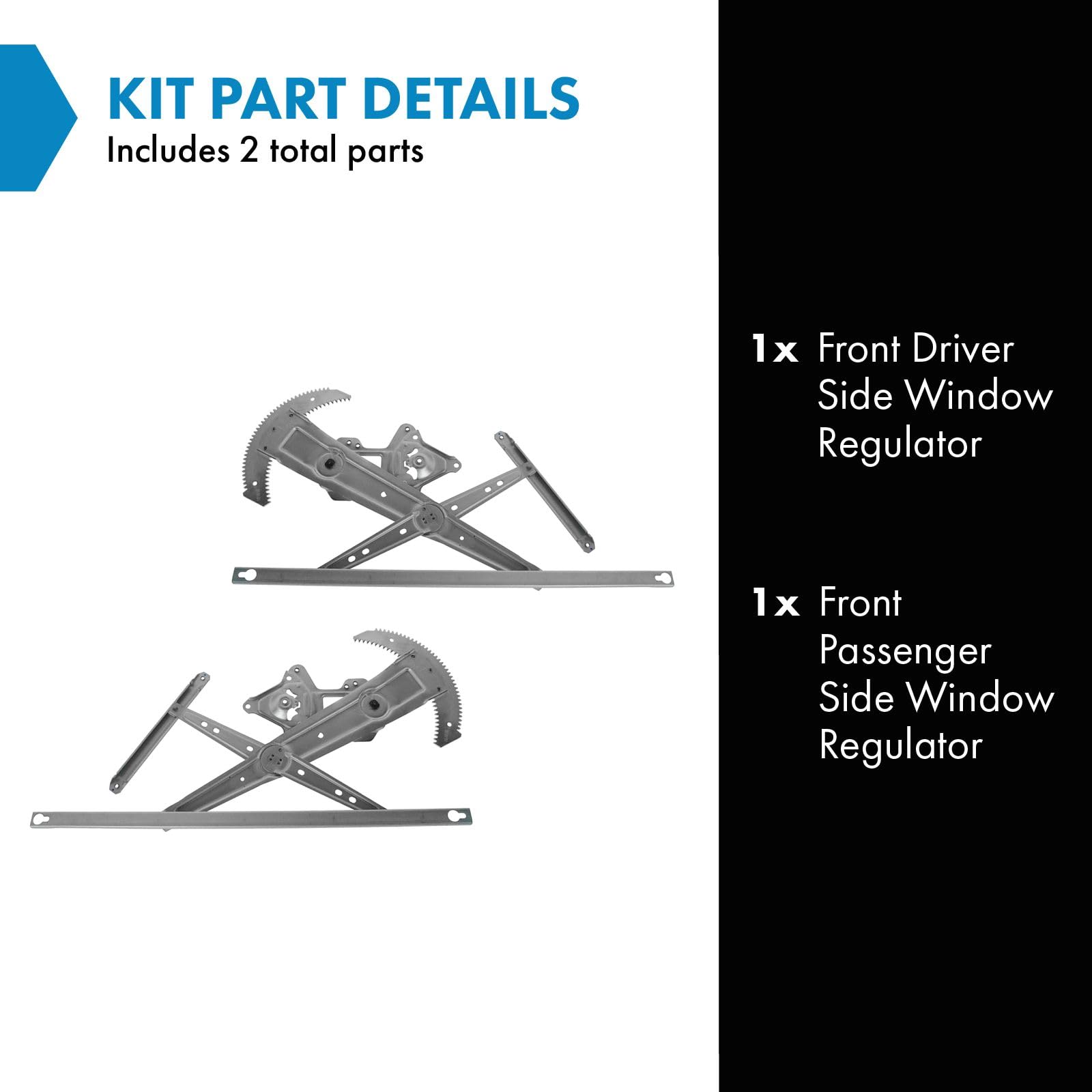 Trq Front Power Window Regulator Set Compatible With 1997-2001 Honda Cr-V