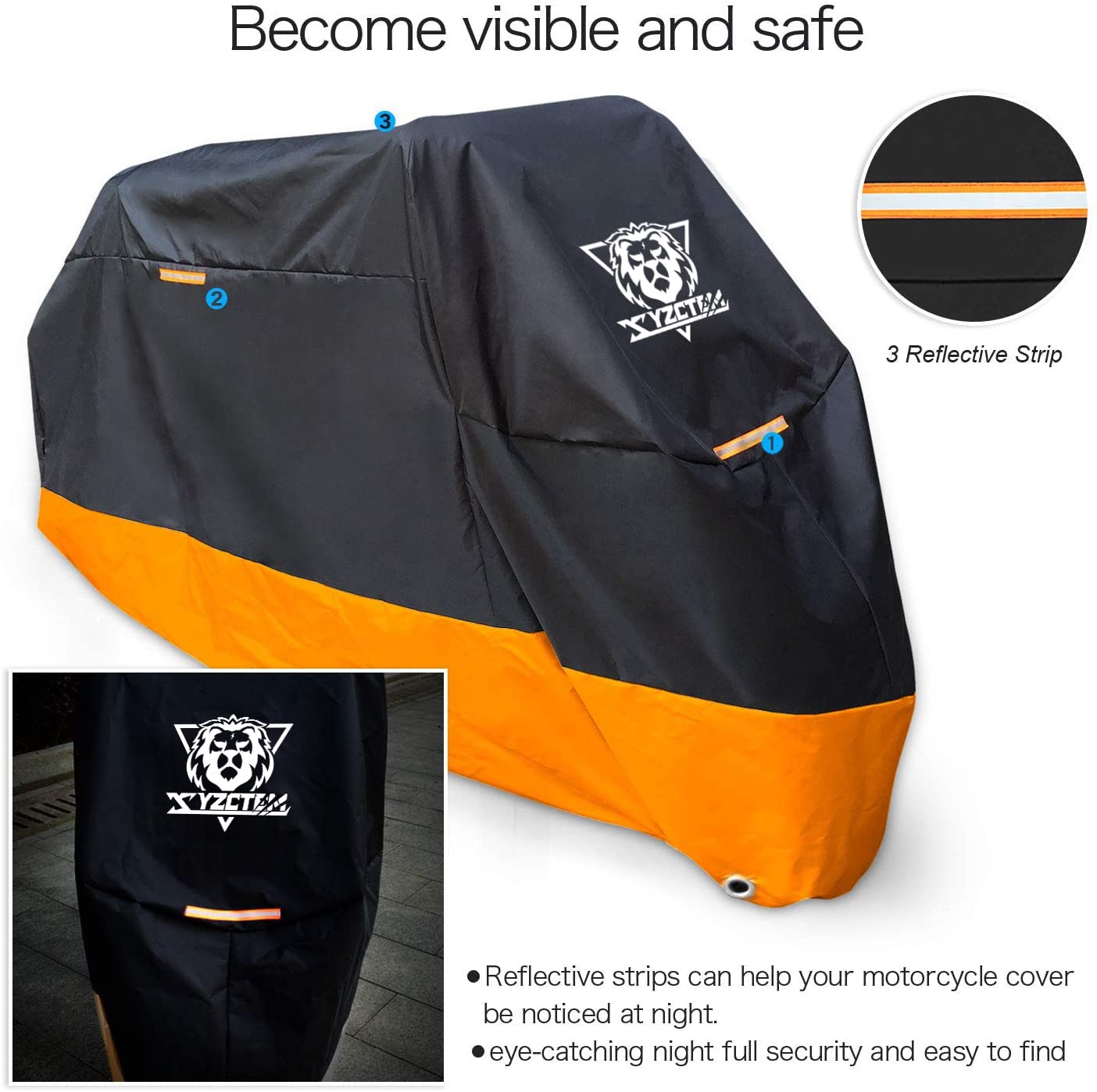 XYZCTEM Motorcycle Cover - All Season Waterproof Outdoor Protection - Fit up to 116 inch Tour Bikes, Choppers and Cruisers - Pro