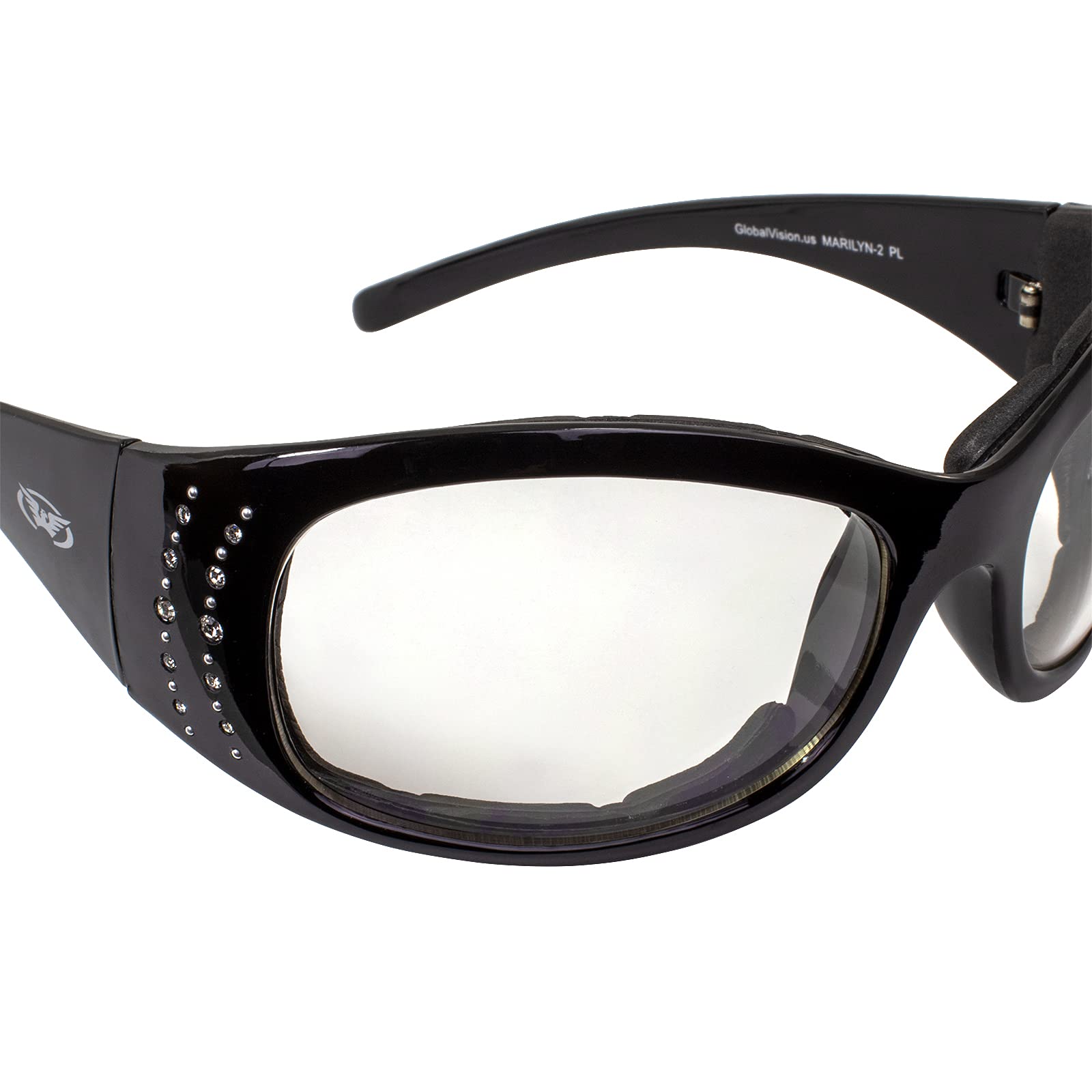 Global Vision Marilyn 2 Plus Padded Motorcycle Glasses For Women 4 Pair W/Clear Smoke Driving Mirror And Blue Mirror Lens (Clear & Smoke)