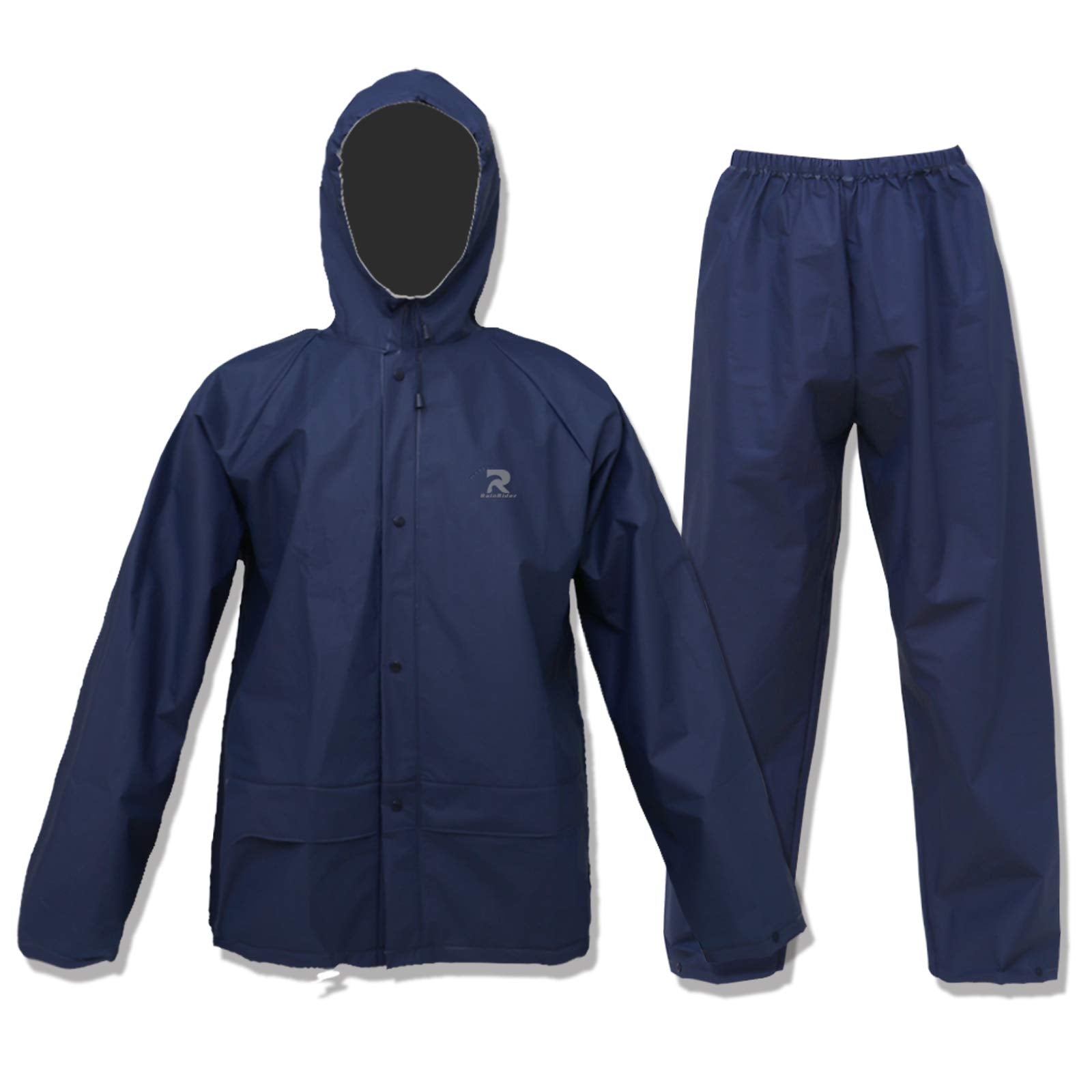 Ultra-Lite Rain Coat With Pants For Men Women Waterproof Rain Suit For Sport(Navy,L)
