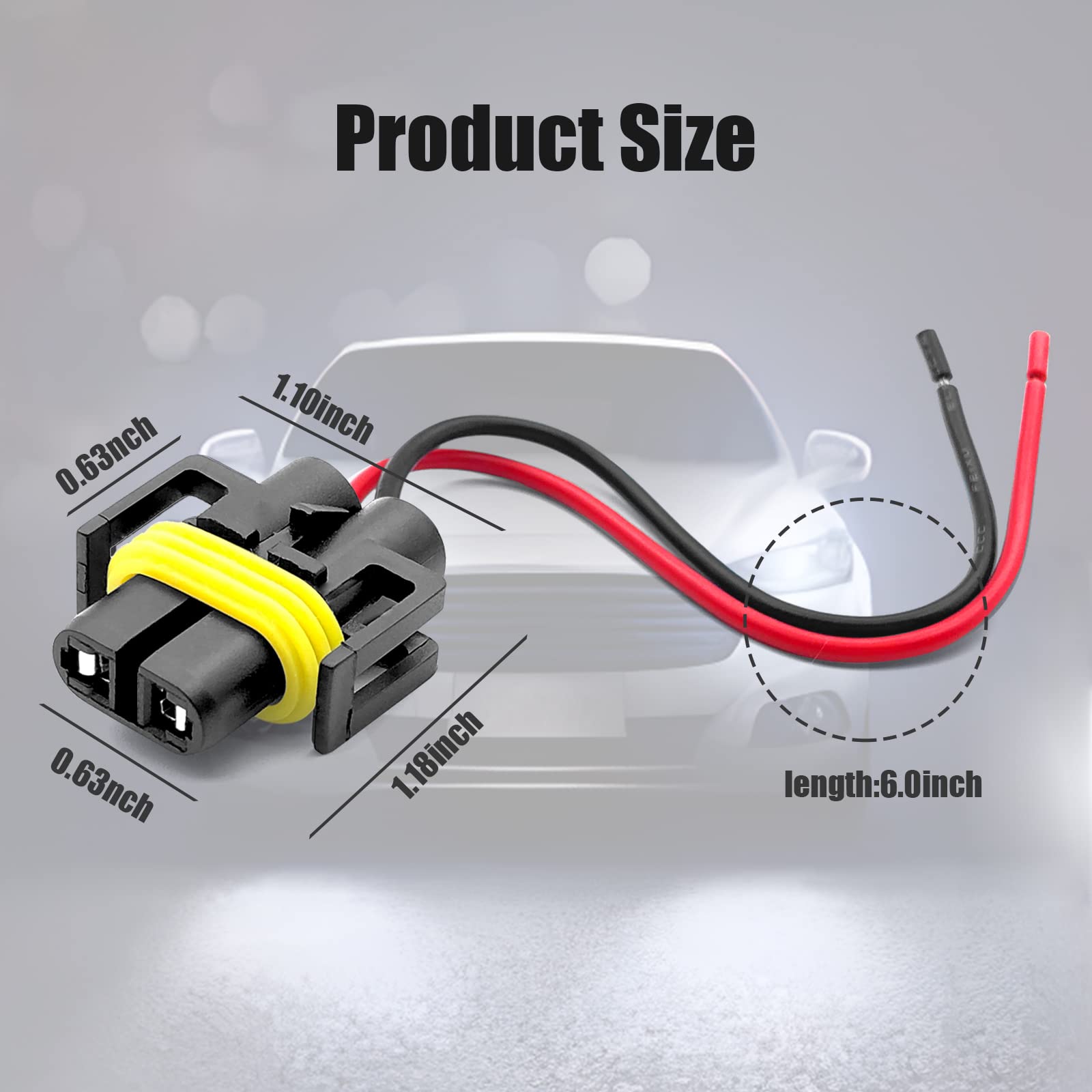 4Pcs H11 H9 H8 880 881 Female Adapters Wiring Harness Sockets Oem Replacement Part Qualiry Compatible With Headlights Or Fog Lig