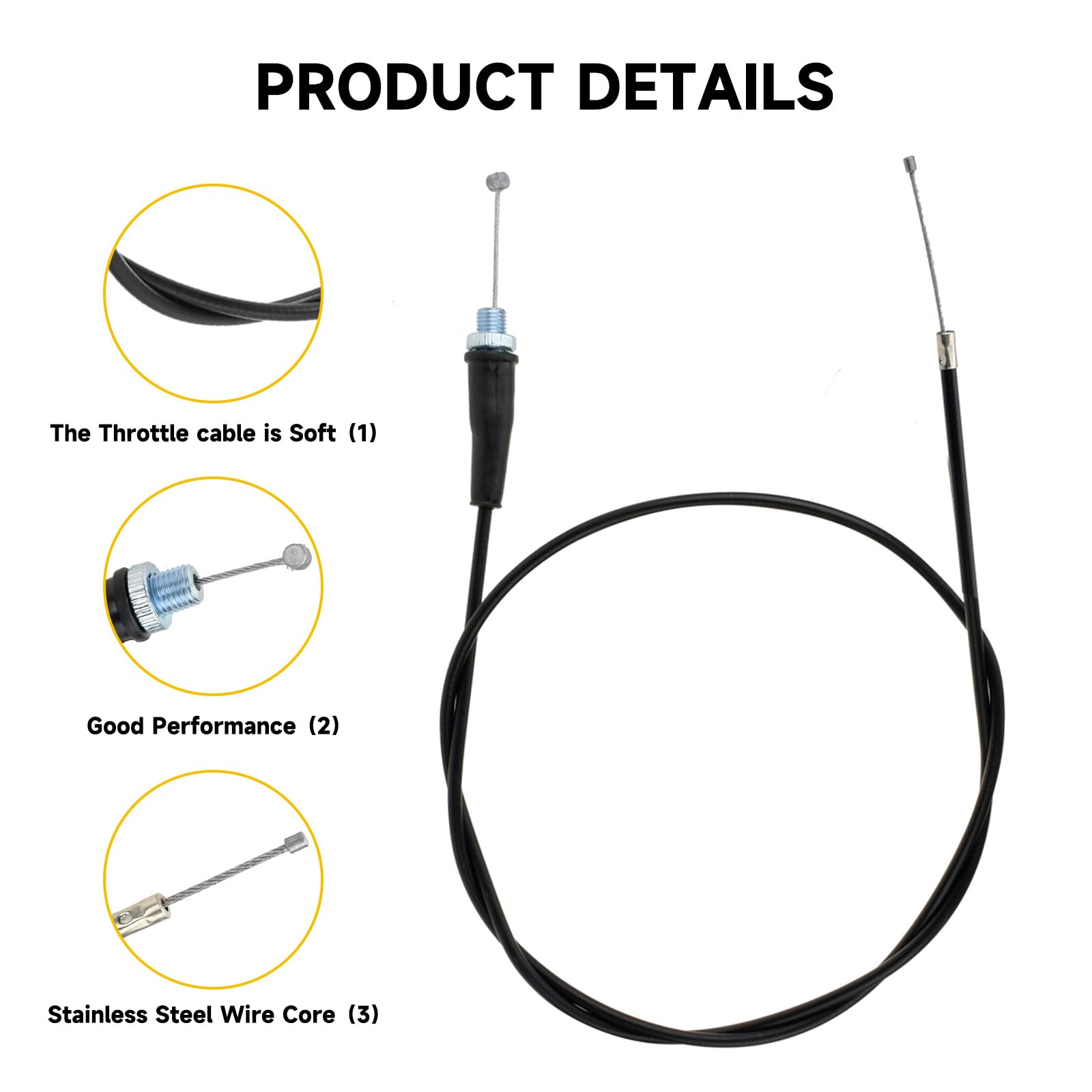 Hiaors 35.43'' Throttle Cable For 50Cc 70Cc 90Cc 110Cc 125Cc Ssr Tao Tao Db14 Db17 Db20 Db24 Coolster Madmax Qg-210 Baja Dirt Ru