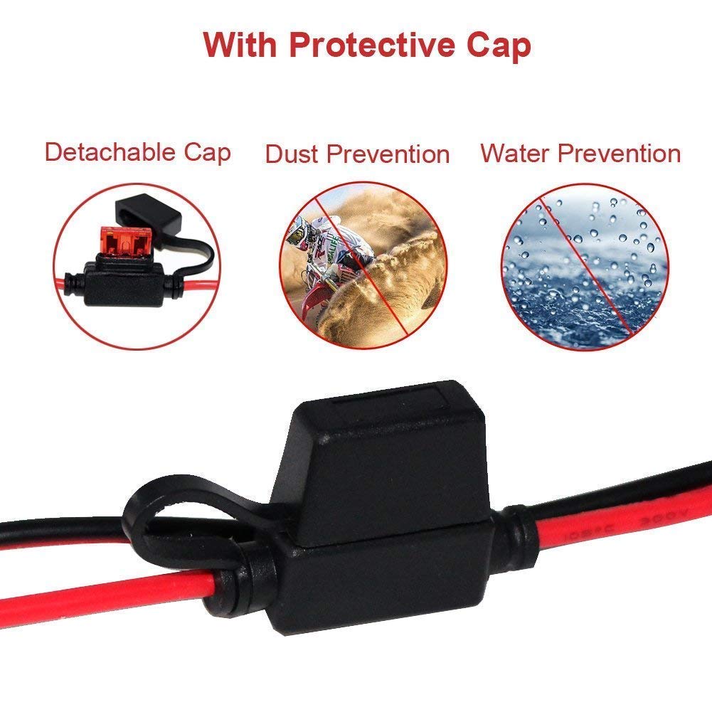 Sparking 1.5Ft 12V Battery Alligator Clip To Sae 2Pin Quick Disconnect Cable Sae To Battery Clamp Cable 7.5A Fuse (2 Pack)