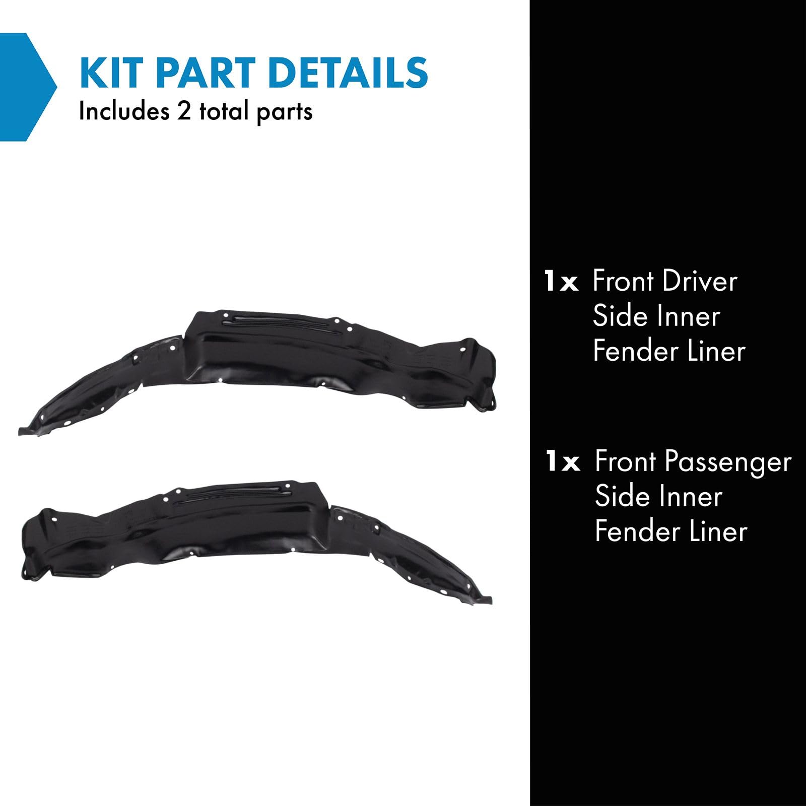 Trq Front Inner Fender Liner Set Compatible With 1986-1994 Nissan D21 1995-1997 Pickup Ni1248102 Ni1249102