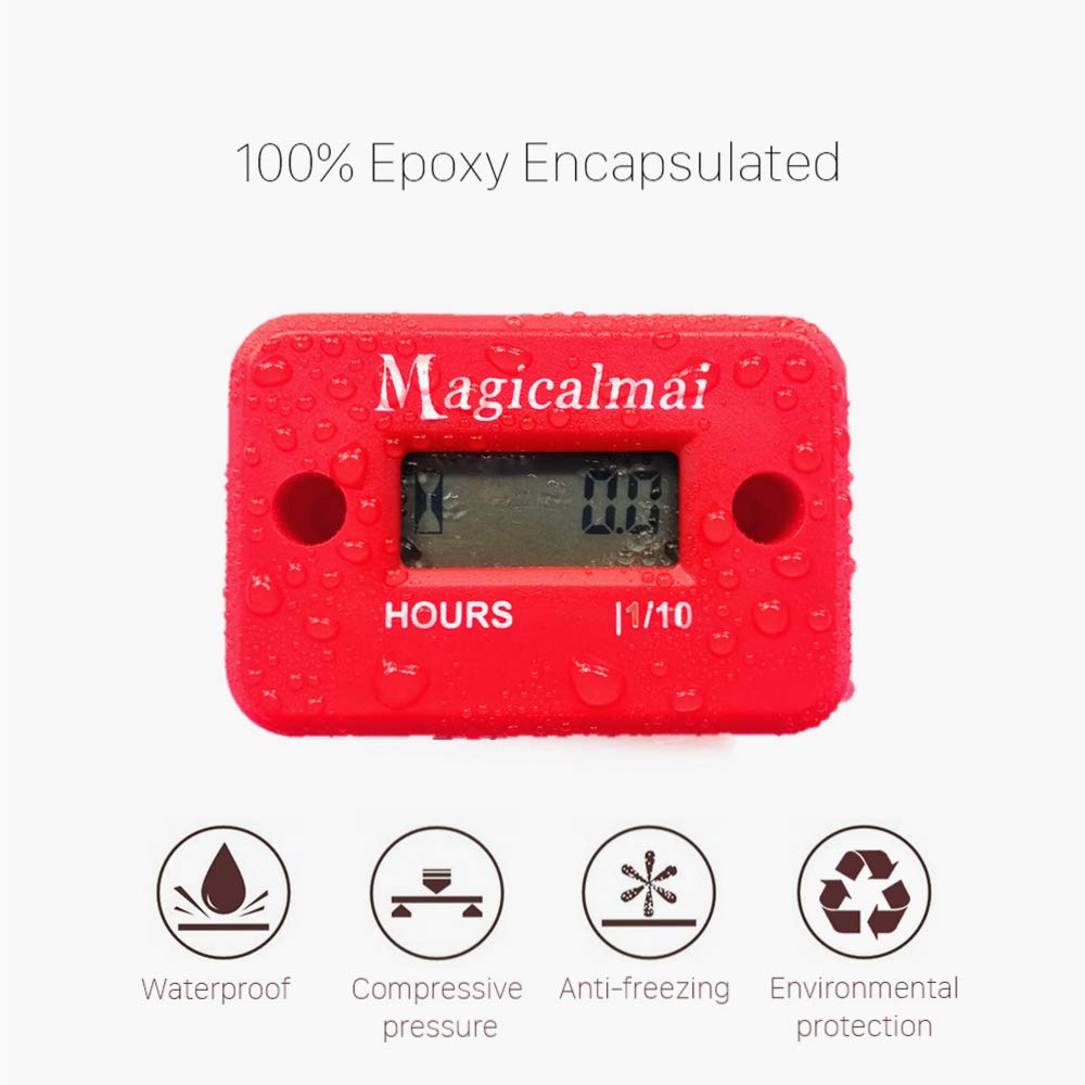 2Pcs Magicalmai Inductive Hour Meter For Gas Engine Lawn Mower Dirt Bike Motorcycle Motocross Snowmobile Karting Marine Atv Boat