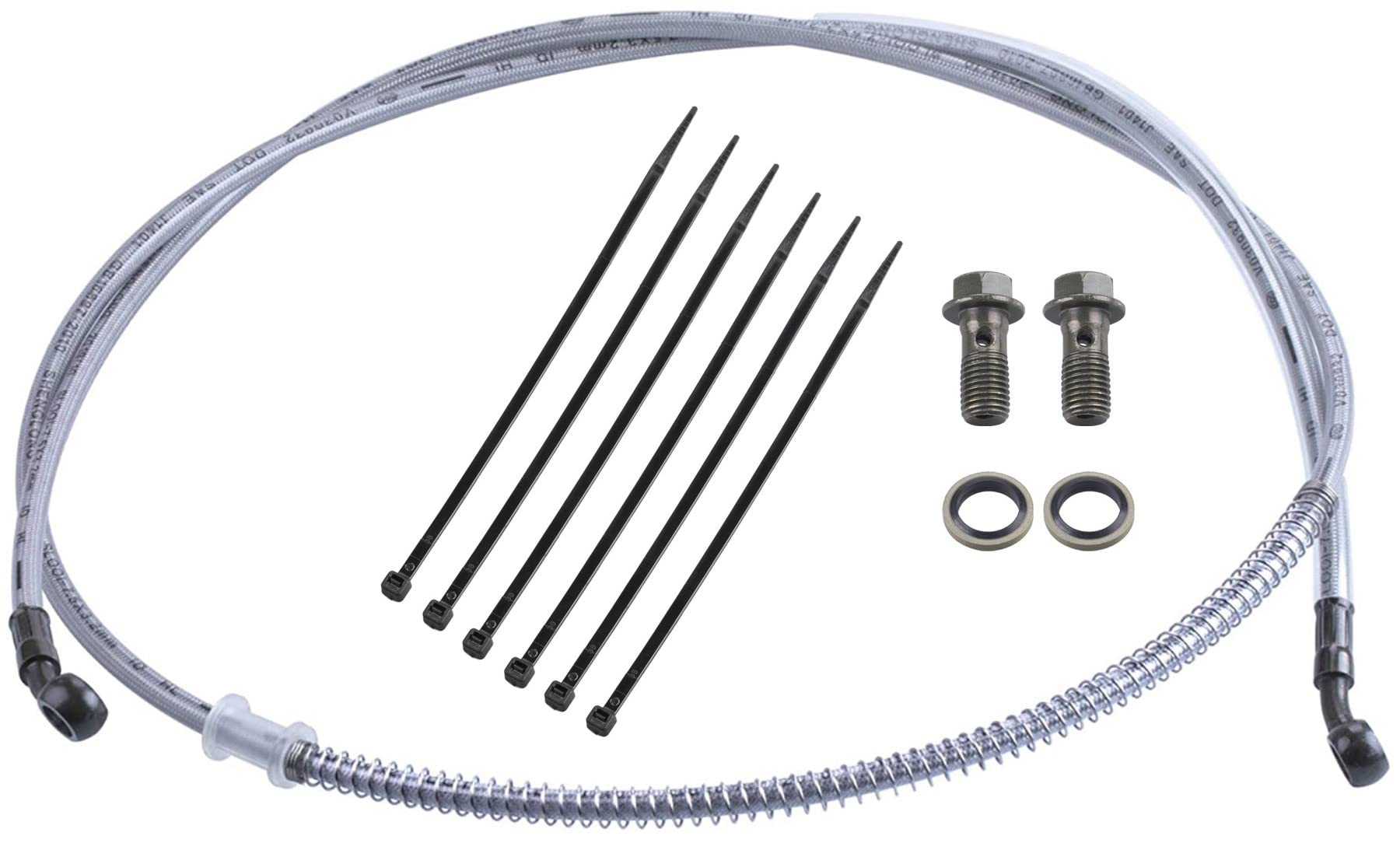 MWMNUN 70'' Braided Hydraulic Brake Hose Line Pipeline Compatible with Chinese GY6 Scooter ATV Dirt Bike Go Kart 10mm Banjo Ends