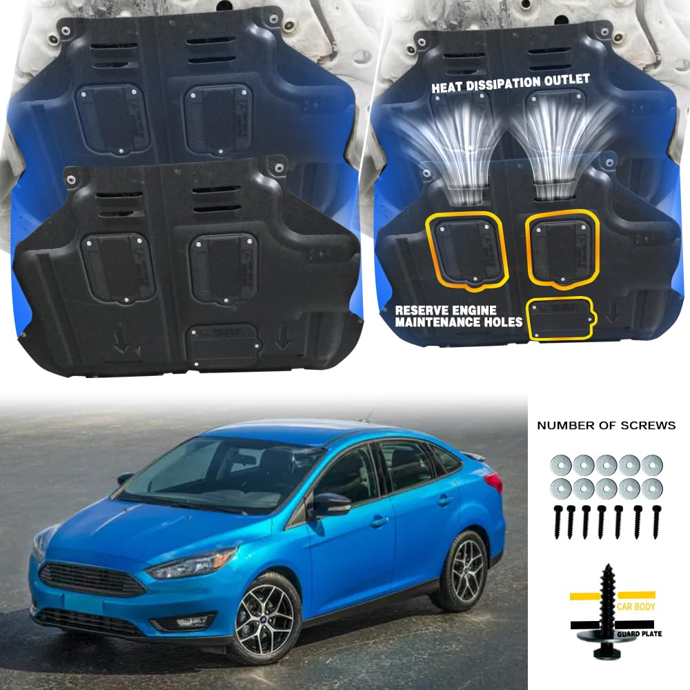 V CisxviLC Engine Guards Mud Flaps for Ford Focus 2012-2018, Black, Plastic, Model xhbfocus1218, Compatible with Focus ST/RS