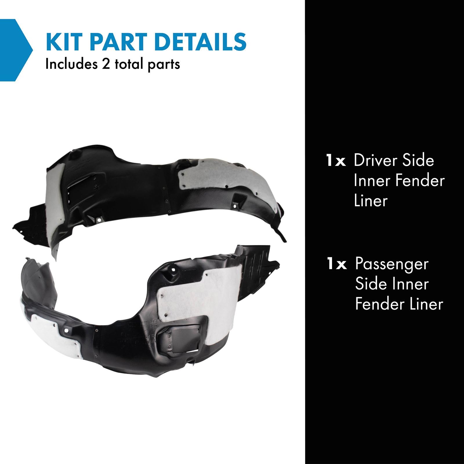 Trq Inner Fender Liner Set Compatible With 2011-2013 Hyundai Sonata Hy1248134 Hy1249134