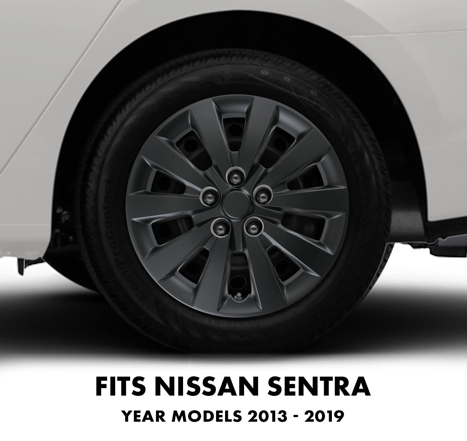 Mayde 16-Inch Hub Caps Replacement For 2013-2018 Nissan Sentra, Replacement Wheel Covers (Set Of 4, Matte Black)