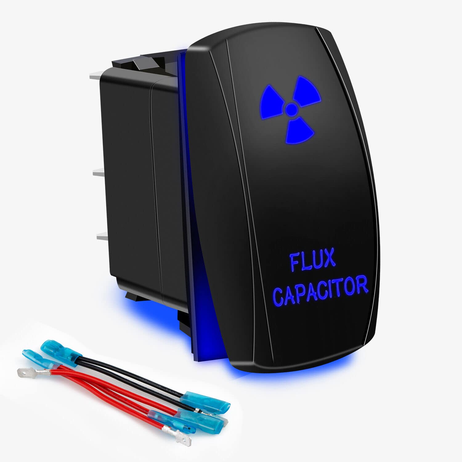 Fabood F Waterproof 5 Pin Flux Capacitor Rocker Switch Spst On/Off Two Led Backlit Blue Light 20A 12V For Auto Automotive Motorc