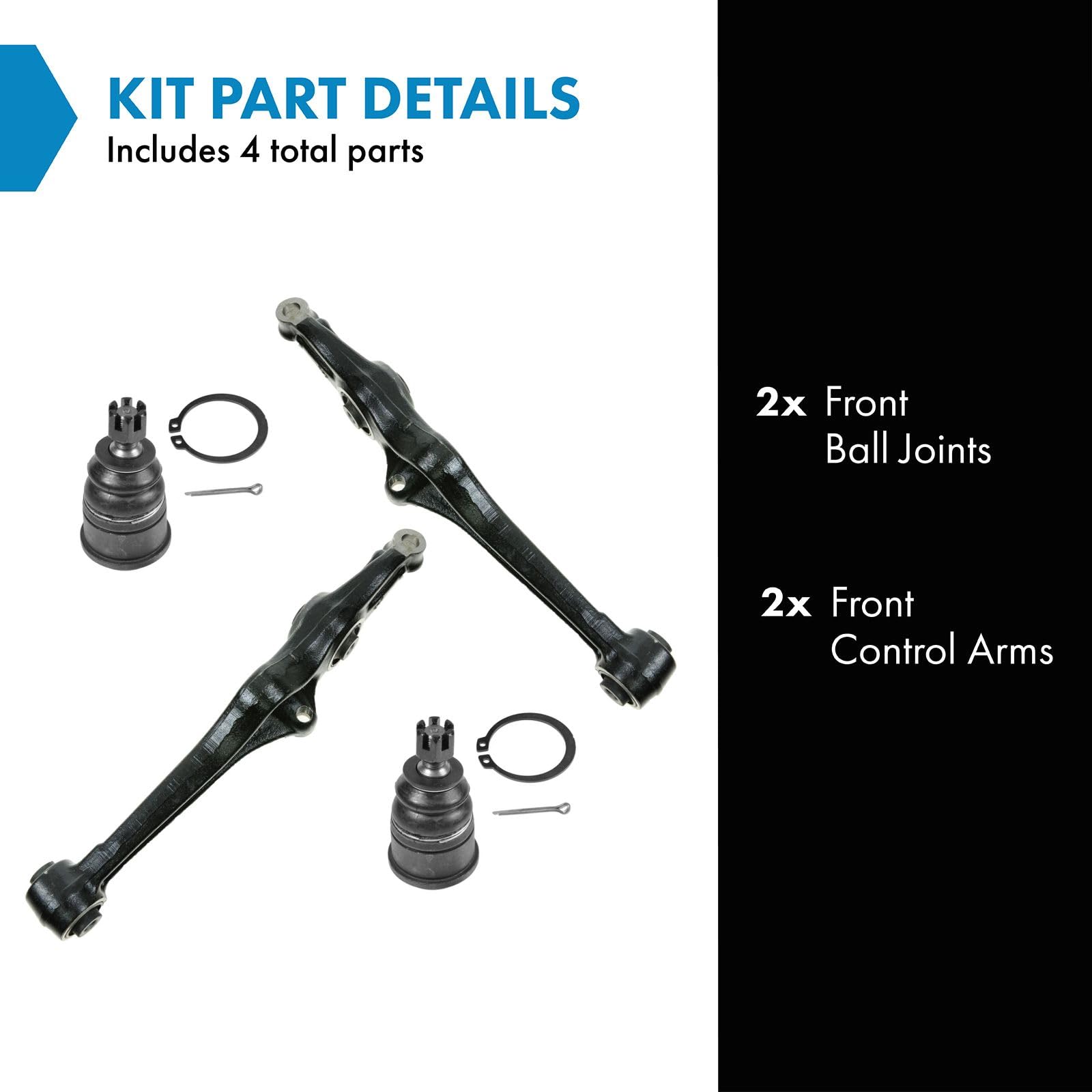 TRQ Front Lower Control Arm with Ball Joint Set Compatible with 2001-2003 Acura CL 1999-2003 TL 1998-2002 Honda Accord