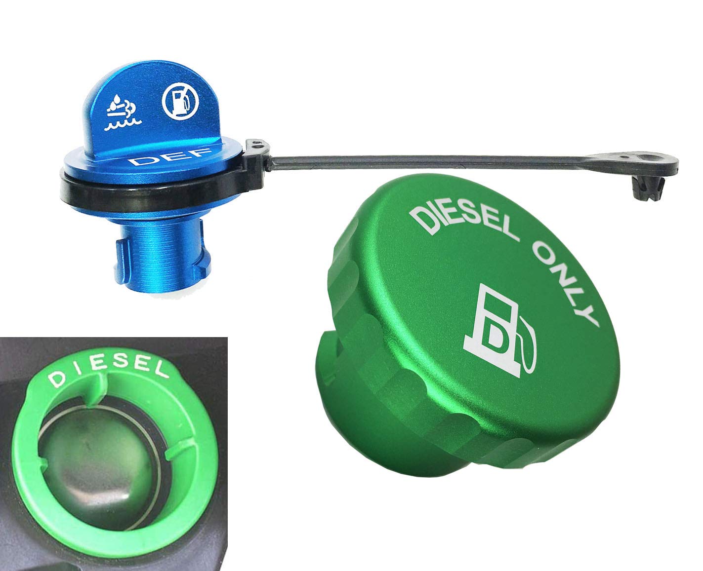 Diesel Only For 2019 2023 Dodge Ram Green Diesel Fuel Cap. And Def Cap. The Aluminum Fuel Tank Cap Is Magnetic