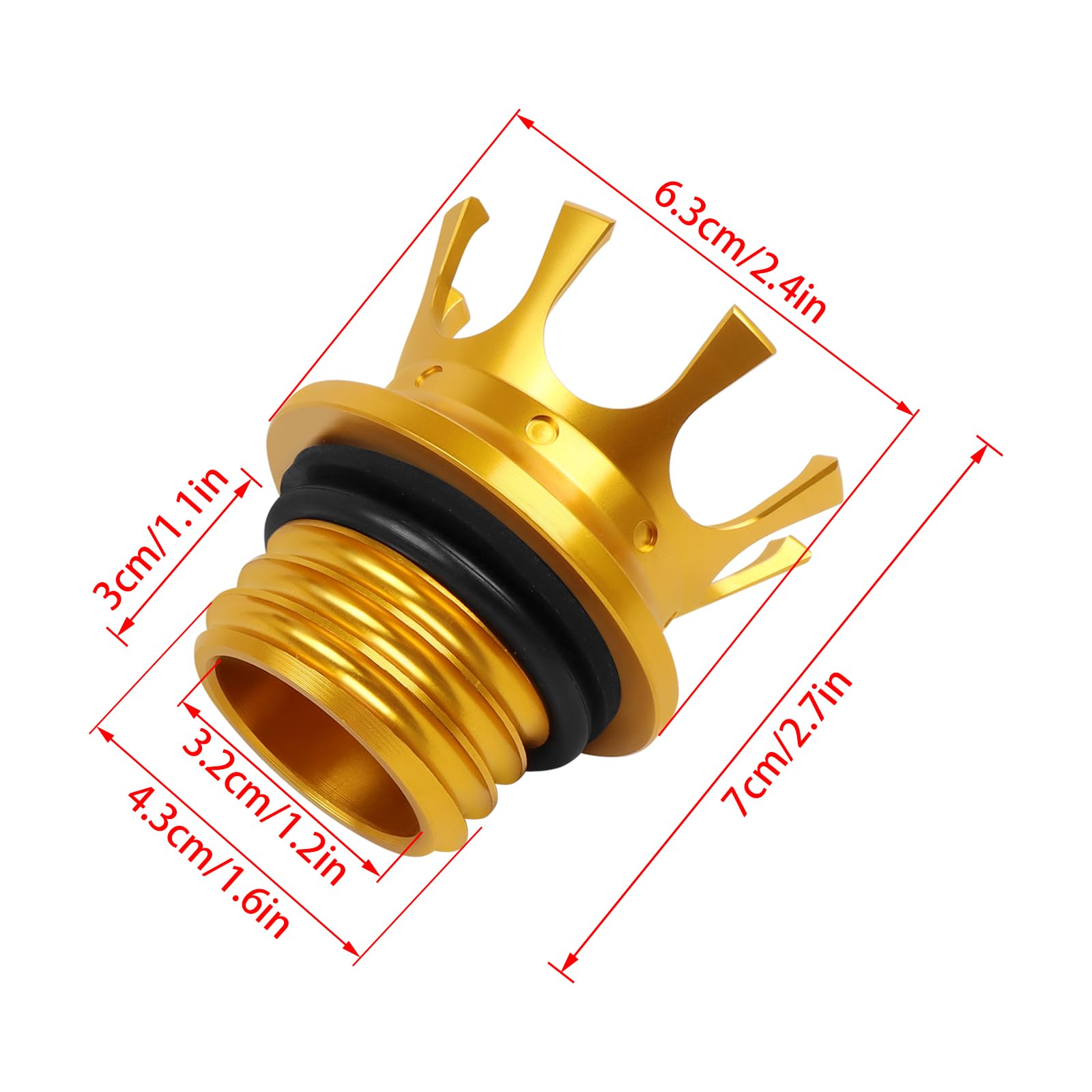 Worldmotop Motorcycle King Crown Gas Cap Fuel Tank Cover Right-Hand Thread Reservoir Aluminum Oil Cap Compatible With Harley Spo