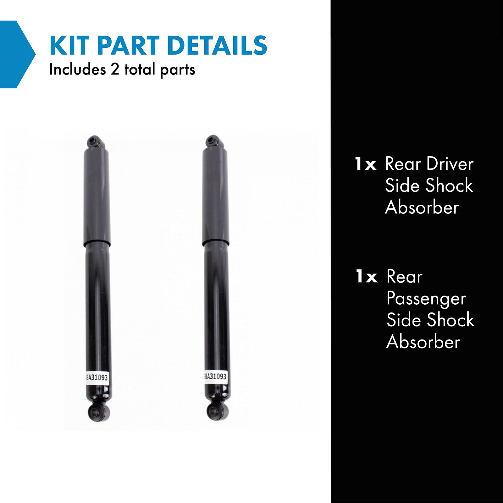 Trq Rear Shock Absorber Set Compatible With 2015-2022 Ram Promaster City