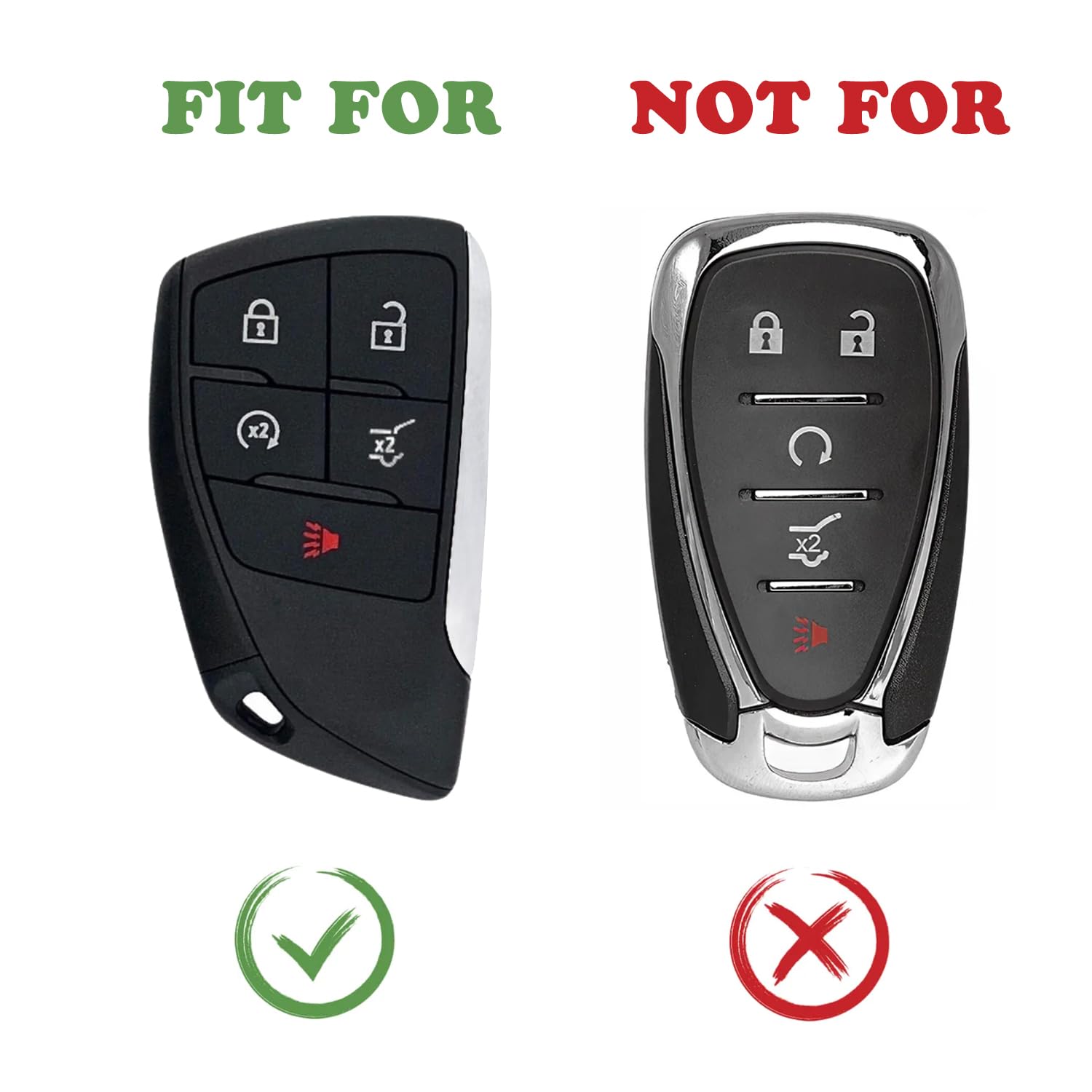 Tandrive Key Fob Cover For 2025 2024 Chevy Equinox Traverse Gmc Acadia And 2025-2021 Buick Envision, 5 Button, Silicone, 2-Pack,