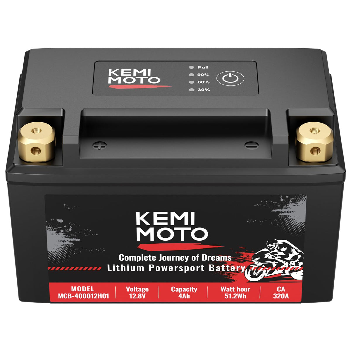 Kemimoto Lithium Motorcycle Battery Ytx9-Bs/Ytx7A-Bs, Lifepo4 12V Lithium Battery 4Ah, Pre-Charged Powersports Battery, With 5 U