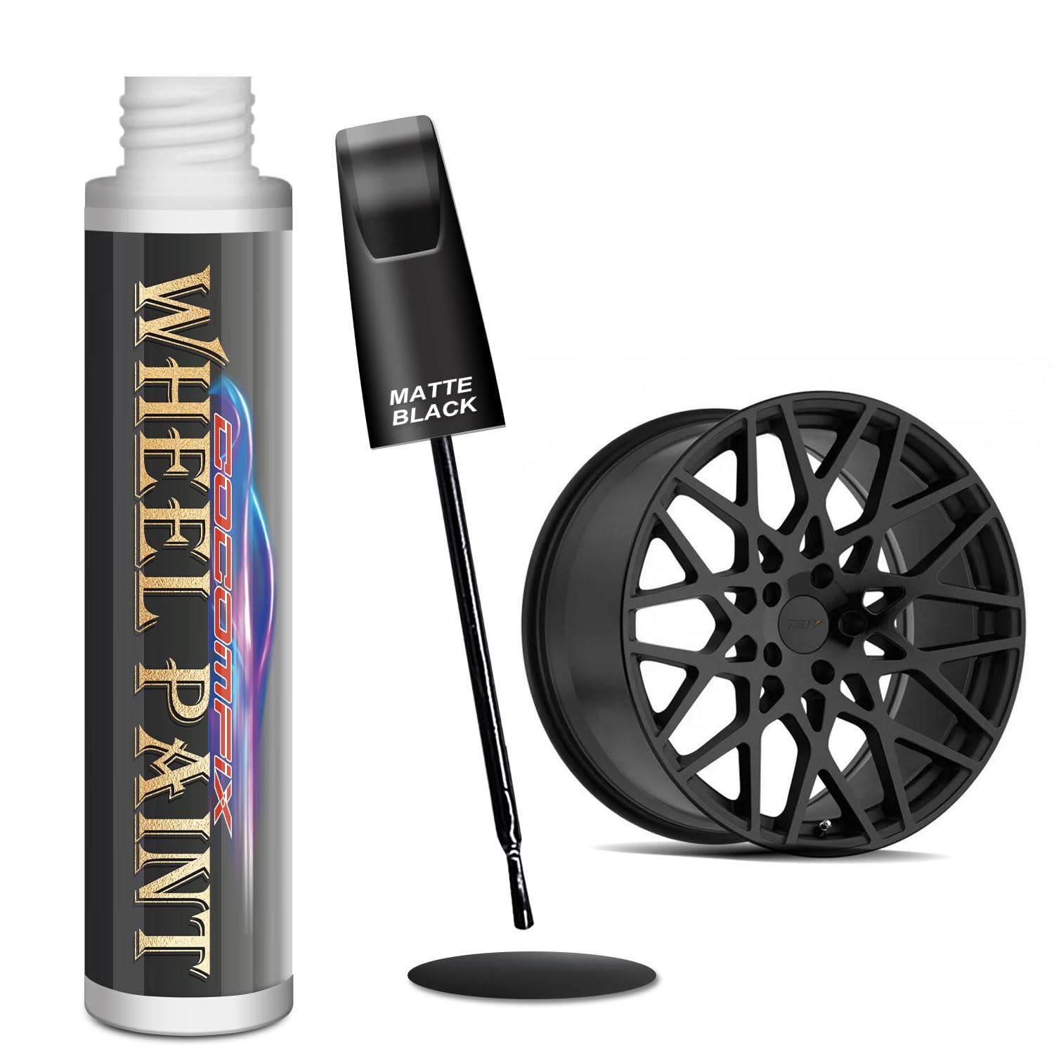 Matte Black Rim Touch Up Paint, Wheel Scratch Repair Touch Up Paint Pen, Black Car Rim Paint Universal Color Satin Matte Black W
