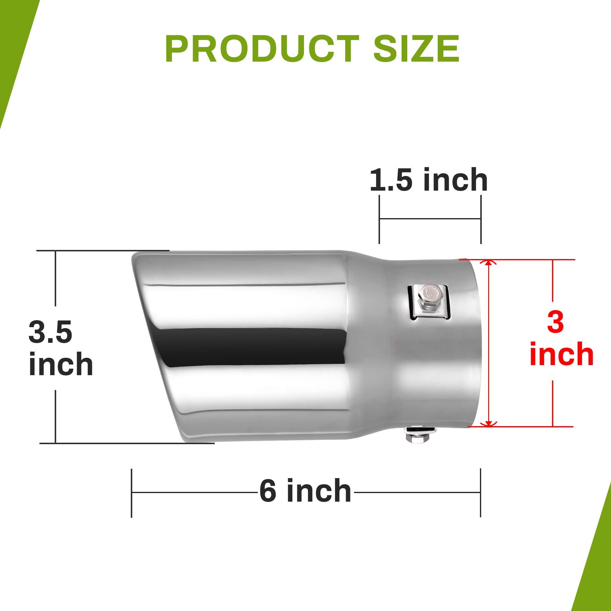 AUTOSAVER88 Adjustable 2.5 Inch Inlet Exhaust Tip, 1.0''-2.5'' Inlet 3.5'' Outlet 6'' Long, Stainless Steel Exhaust Pipe Tips fo
