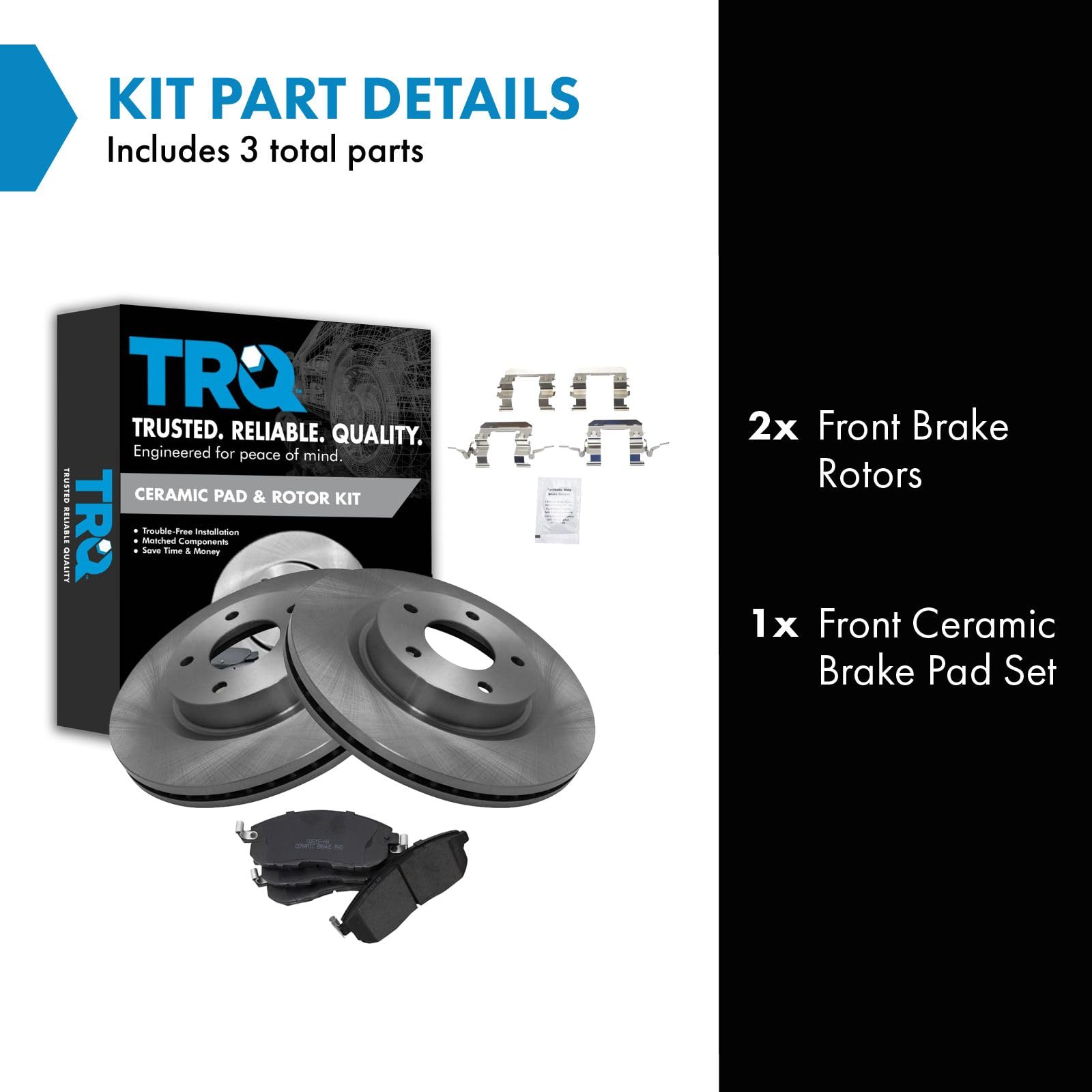 Trq Front Brake Pad & Rotor Kit Brake Pads Brake Rotor Ceramic Compatible With 2007-2013 Nissan Altima