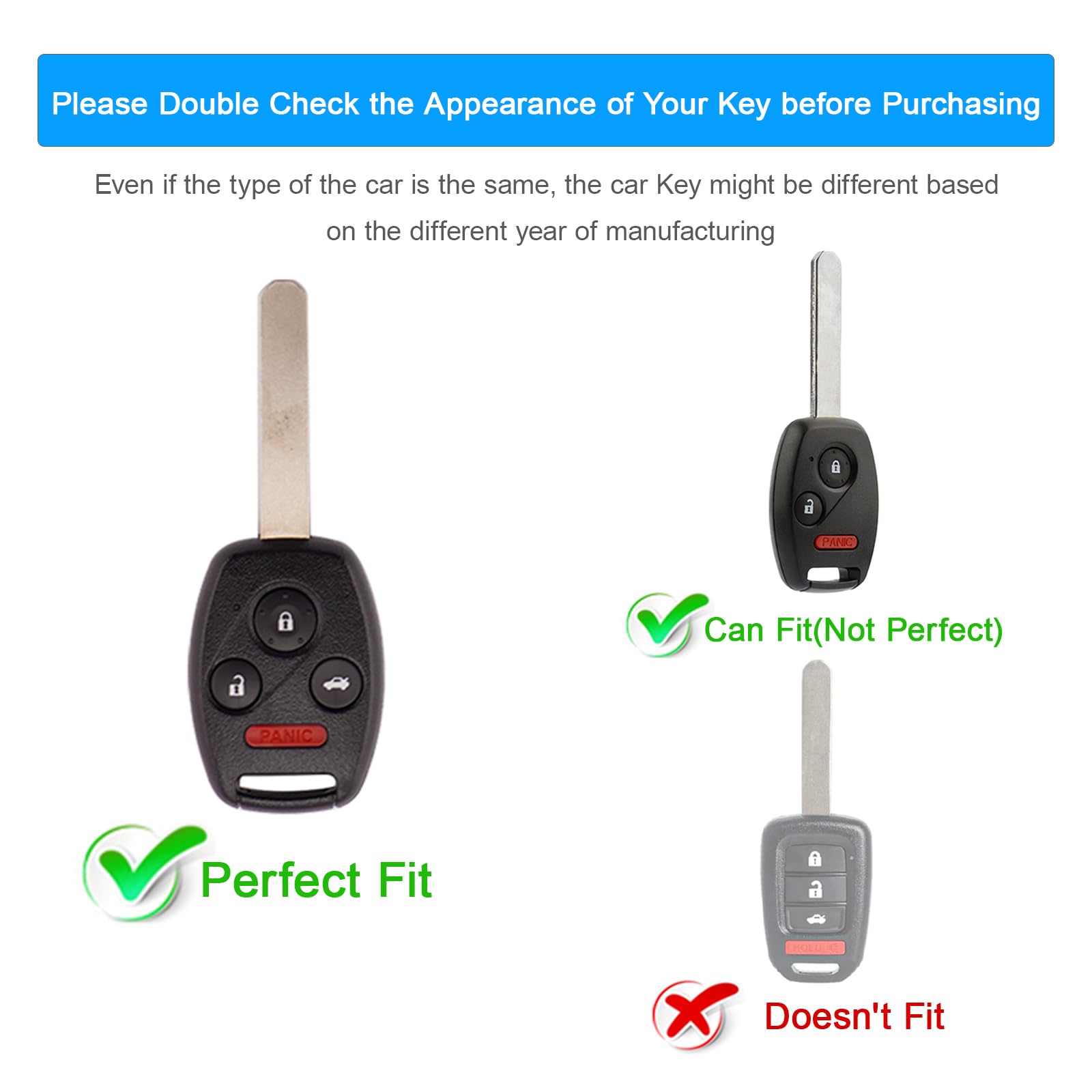 Koaudb Silicone Rubber Key Fob Cover Compatible With Honda Accessories 4 Buttons Accord Civic Cr-V Pilot Element Accord Crosstou
