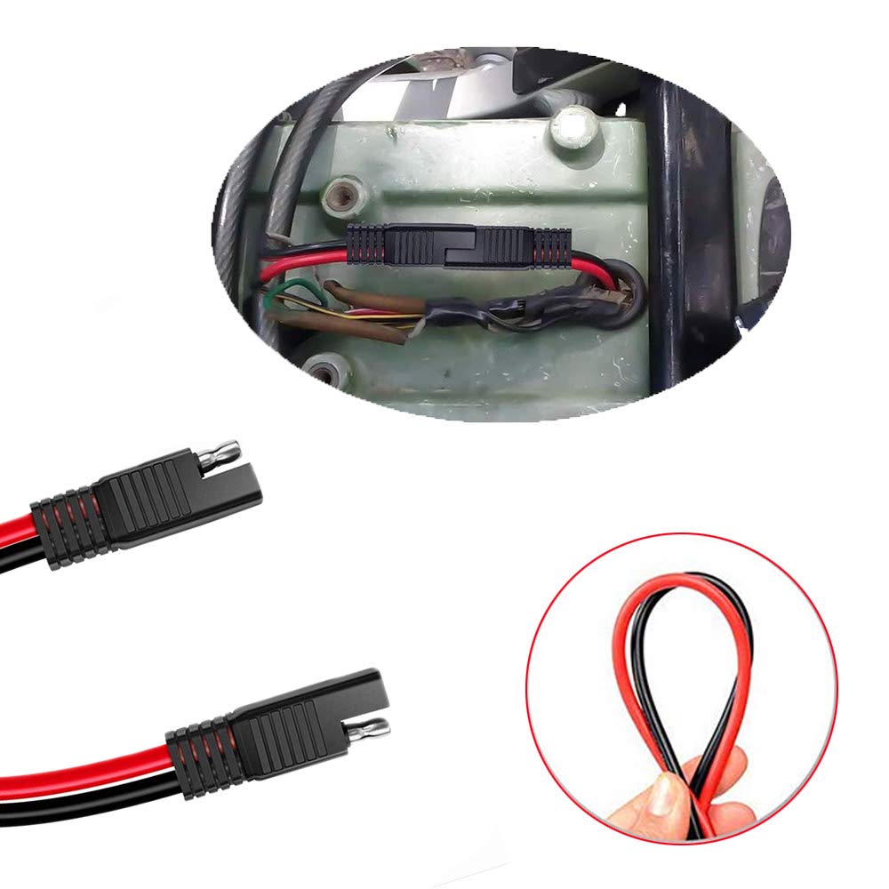 5 Pack 12'' 12 Gauge 2 Pin Quick Disconnect Audiopipe Polarized Wire Harness, Heavy Duty SAE Connector Bullet Lead Cable