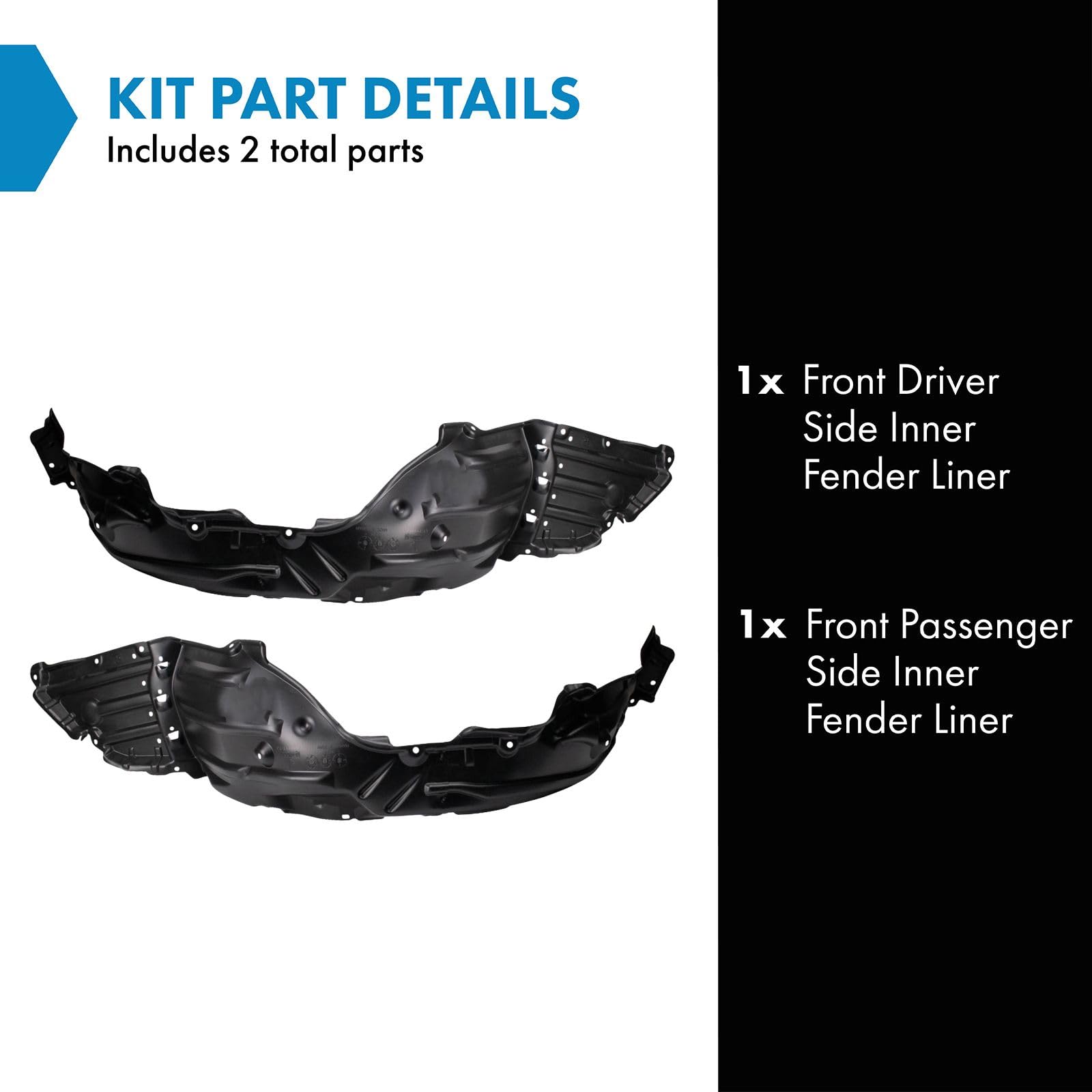 Trq Front Inner Fender Liner Set Compatible With 2020-2022 Toyota Corolla To1248233 To1249233