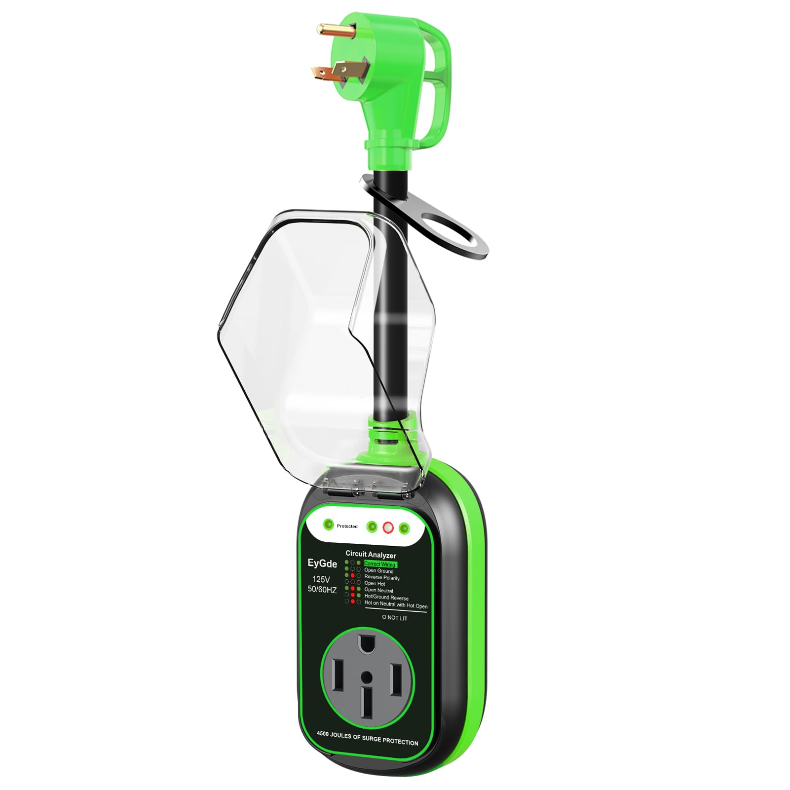 Eygde 30 Amp To 50 Amp Rv Adapter With Surge Protector, Patented 4500J 30 Amp Male To 50 Amp Rv Adapter Plug, Rv Circuit Analyze