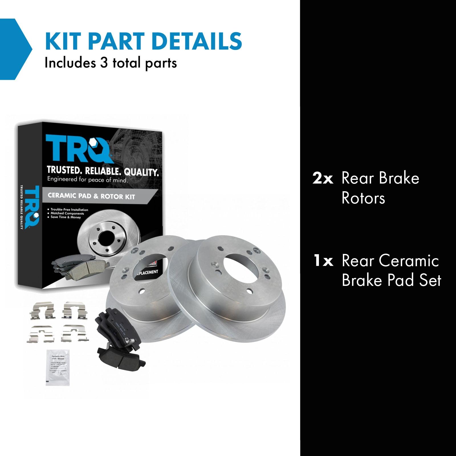 Trq Rear Brake Pad & Rotor Kit Brake Pads Brake Rotor Ceramic Compatible With 2009-2010 Hyundai Sonata