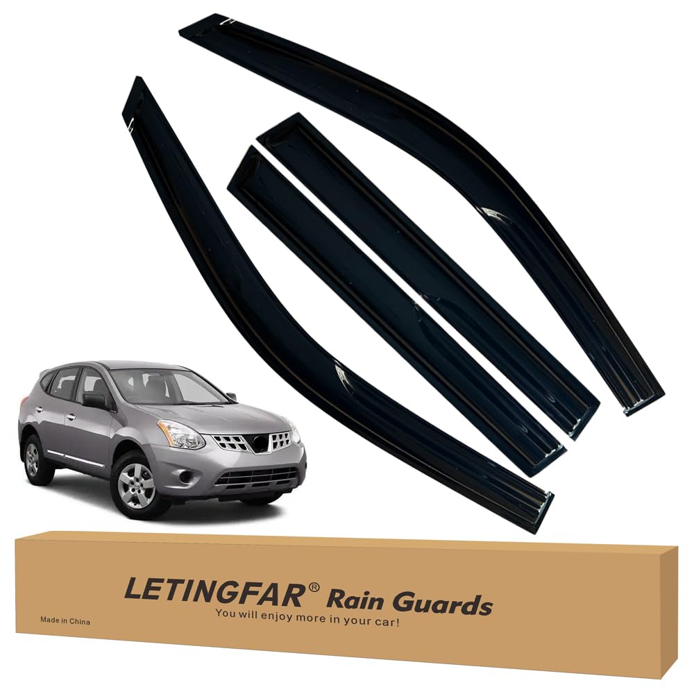 LETINGFAR Window Visors Rain Guards for Nissan Rogue 2009 2010 2011 2012 2013 Accessories, Wind Deflectors Vent Shades for Nissa