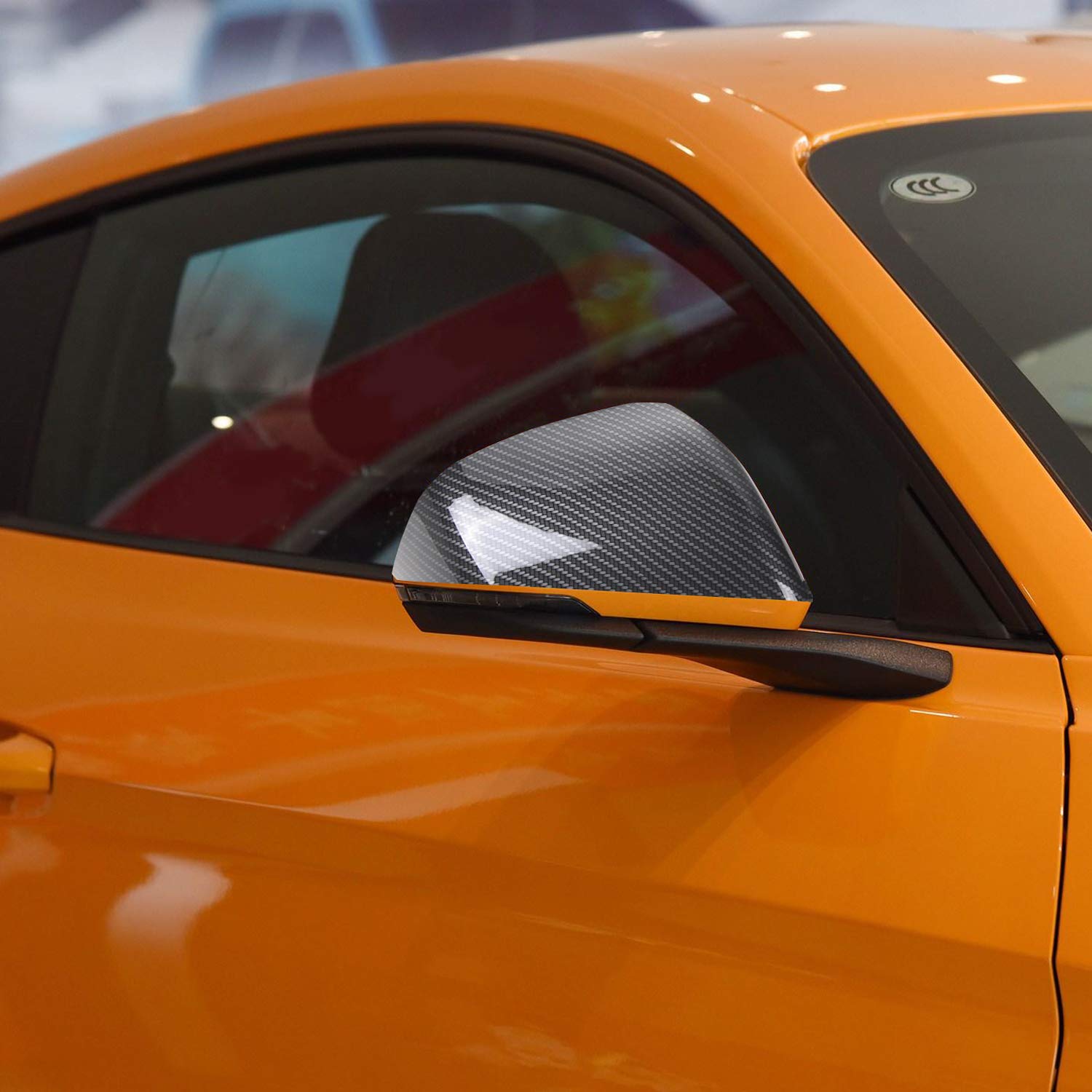 RT-TCZ Rearview Mirror Cover Trim Kit Decoration Compatible with Ford Mustang 2015 2016 2017 2018 2019 2020 2021 2022 2023 2024(Carbon Fiber Grain)