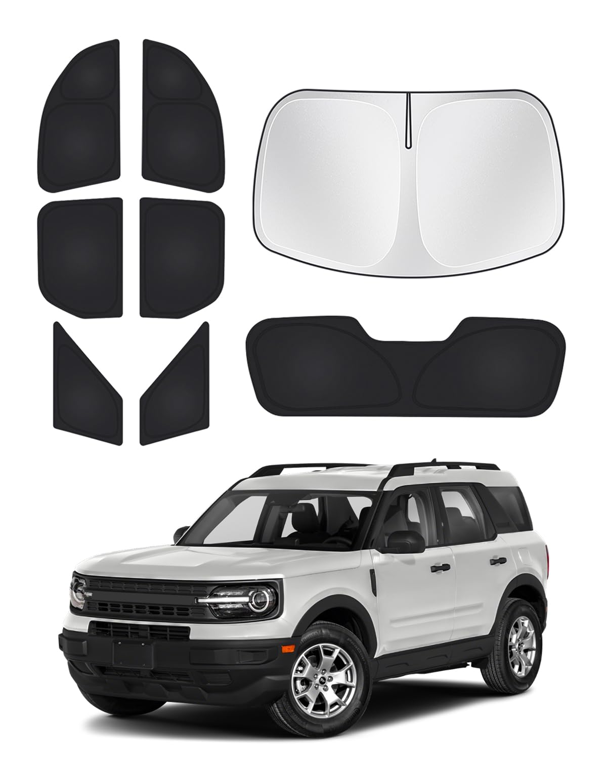 Canvcle Windshield Sun Shade For Ford Bronco Sport 2021-2024 2025 Side Rear Window Shade Cover Set Window Sun Visor Blocker Priv
