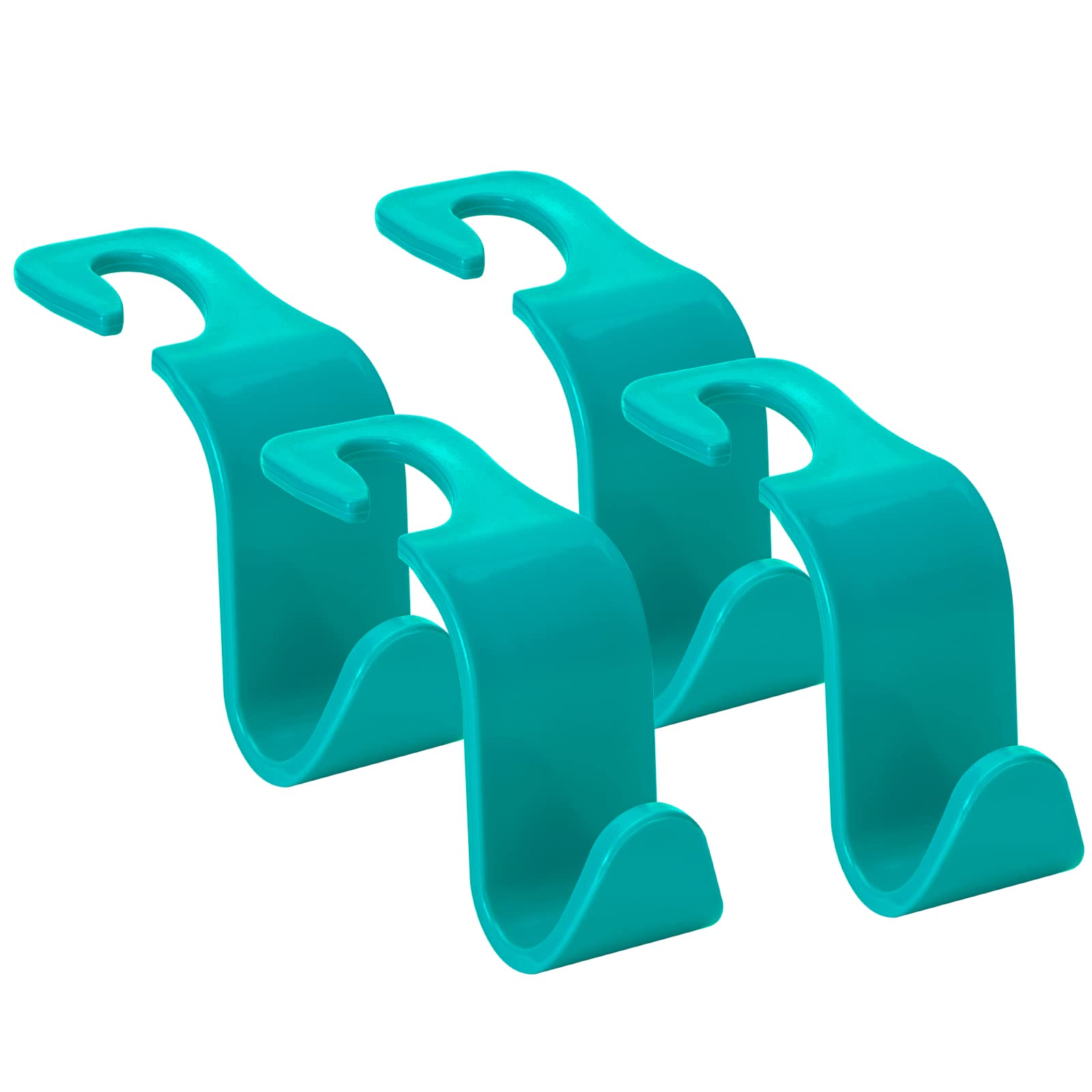 Soleebee 4 Pack Car Headrest Hook Universal Car Seat Hook Auto Hook Car Back Seat Hangers Storage Organizer (Teal)