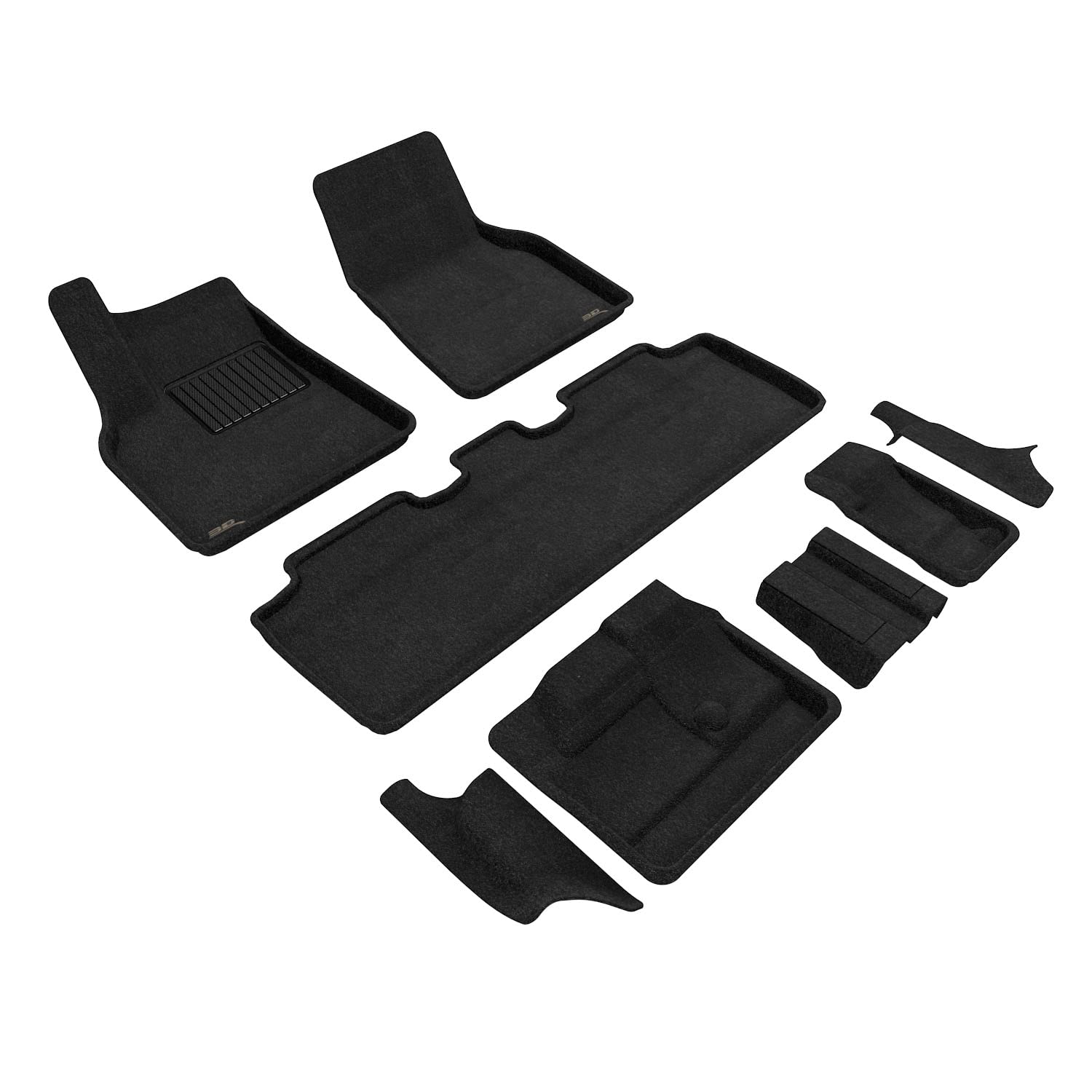 3D MAXpider Custom Fit Elegant Floor Mat (Black) Compatible with Tesla Model Y 7-Seat 2021-2024 - Full Set
