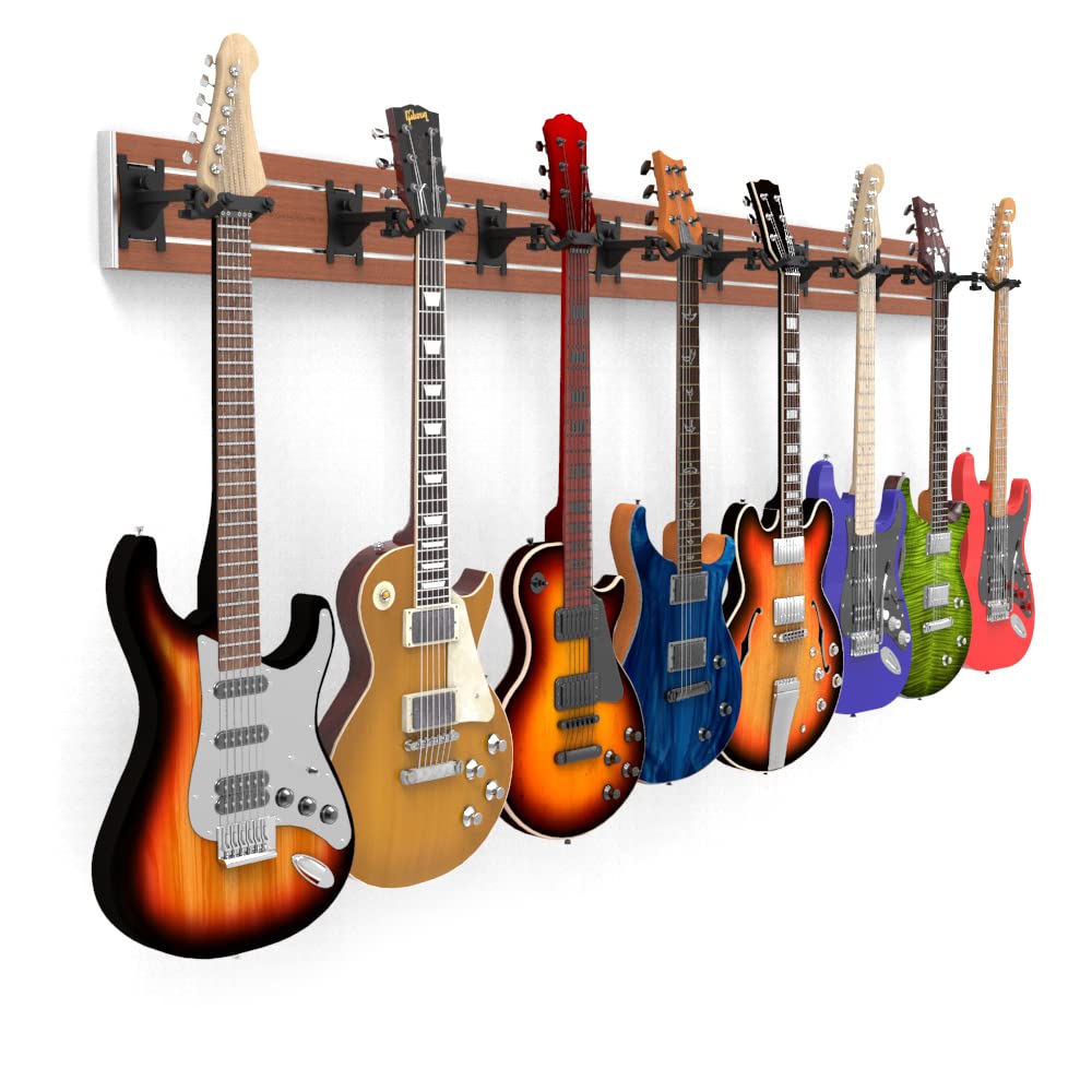 Horizontal Guitar Wall Mount  8 Black Guitar Hooks: Guitar Rack  Guitar Hanger Wall Mount Guitar Holder Stand, Banjo  Ukulele Wa
